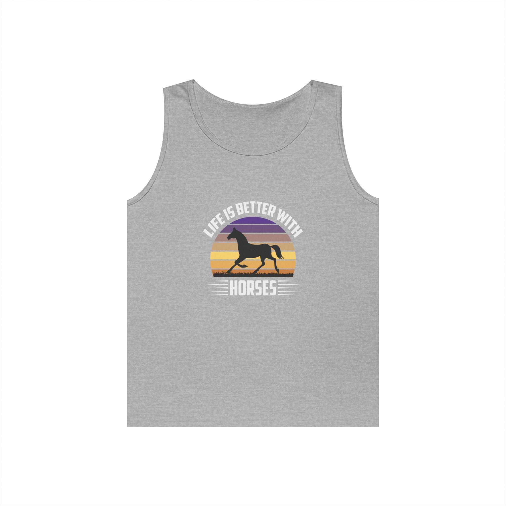 Horse Tank Top — "Life Is Better With Horses" Retro Sunset Riding Shirt