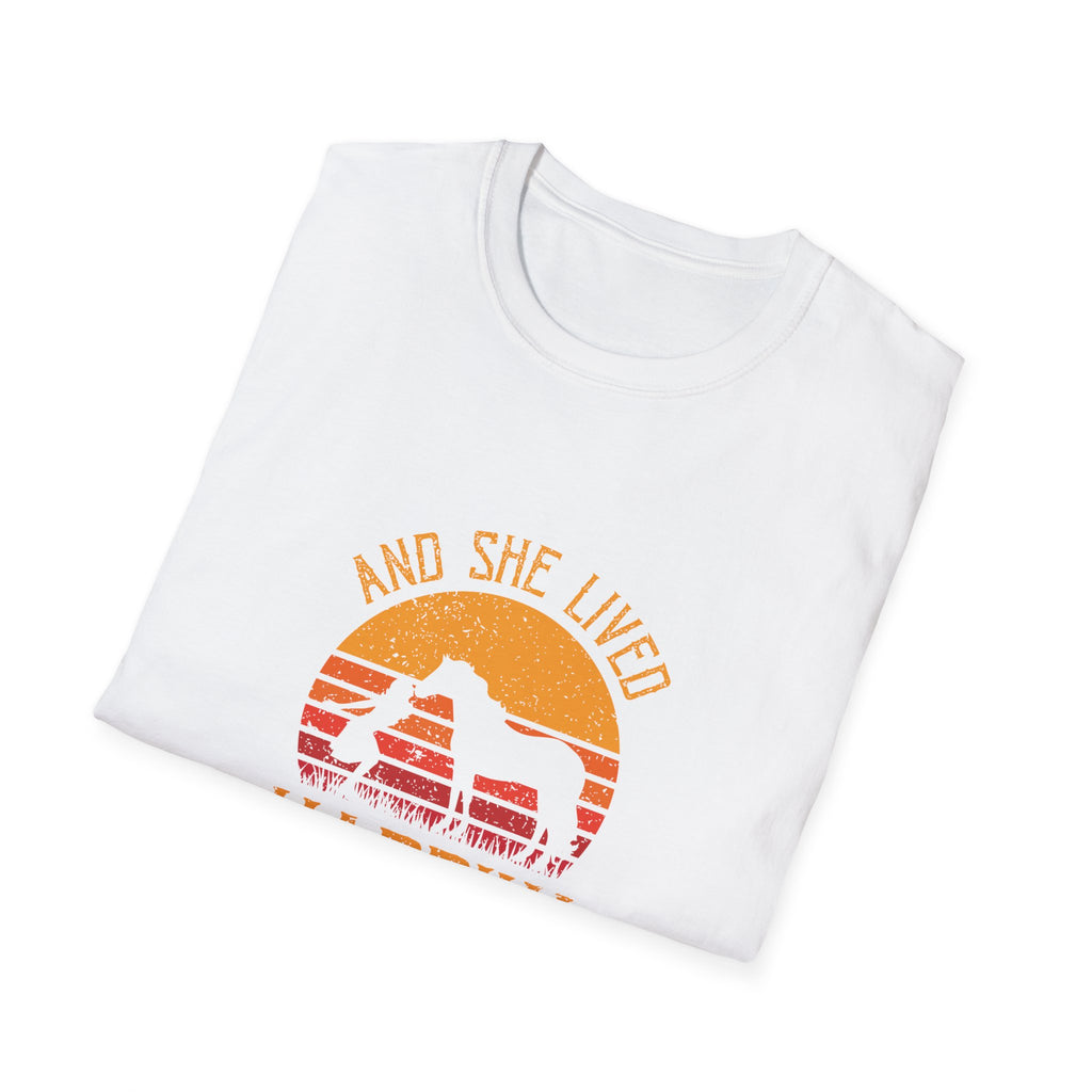 Happily Ever After Camping T-Shirt — 'And She Lived Happily Ever After' Retro Sunset Tee