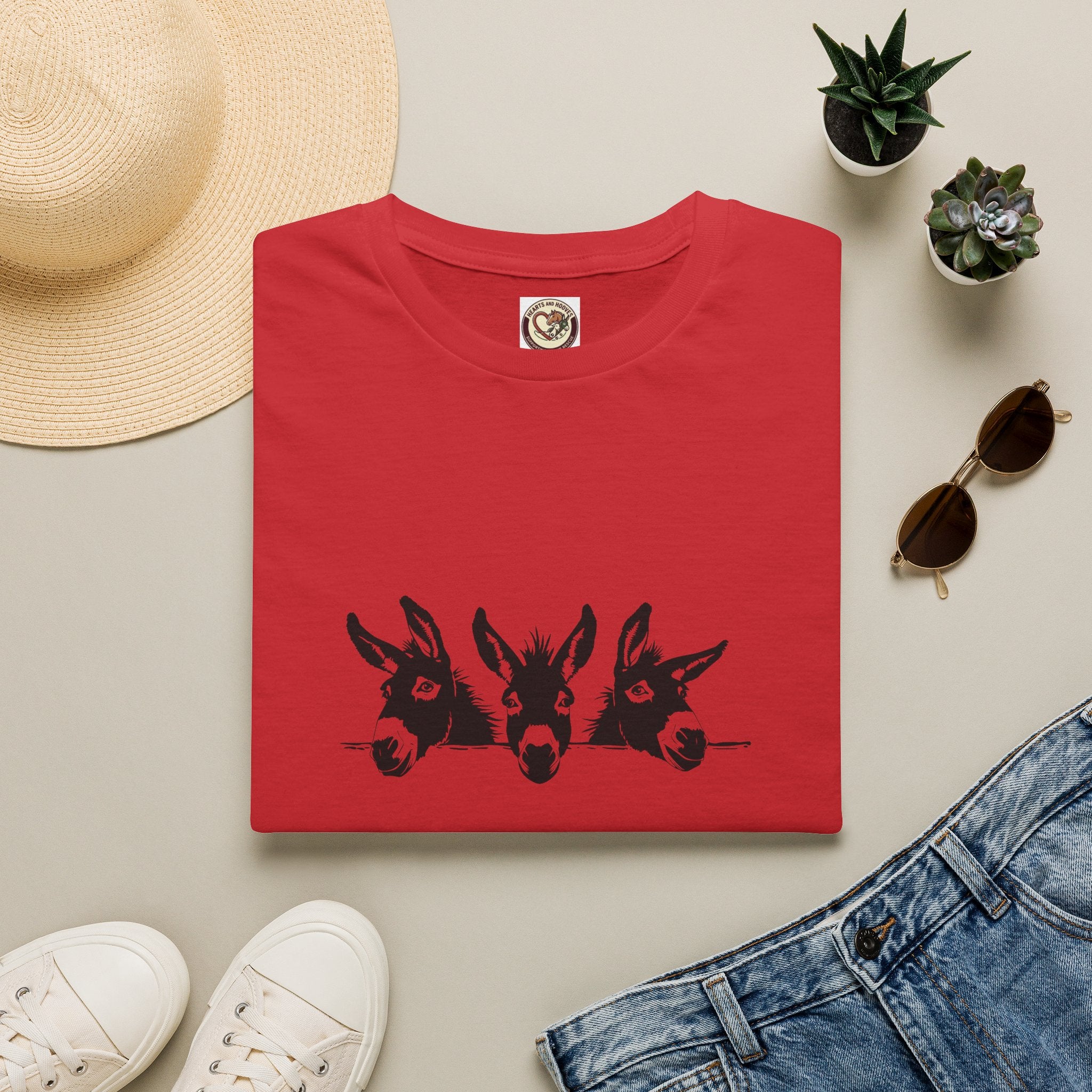 Three Donkeys Tee — Cute Farm Animal Graphic T-Shirt