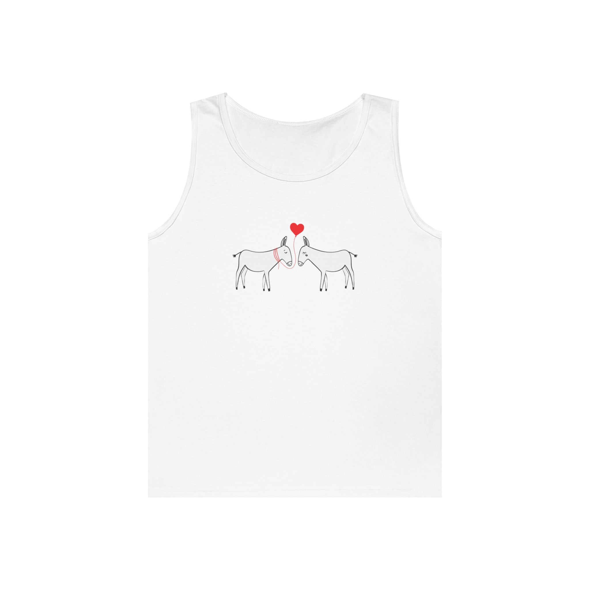 Horse Love Tank Top — Minimalist Kissing Horses with Heart