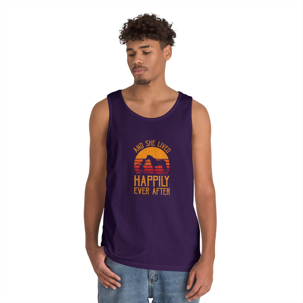 Tank Top — "And She Lived Happily Ever After" Sunset Horse Tank for Women