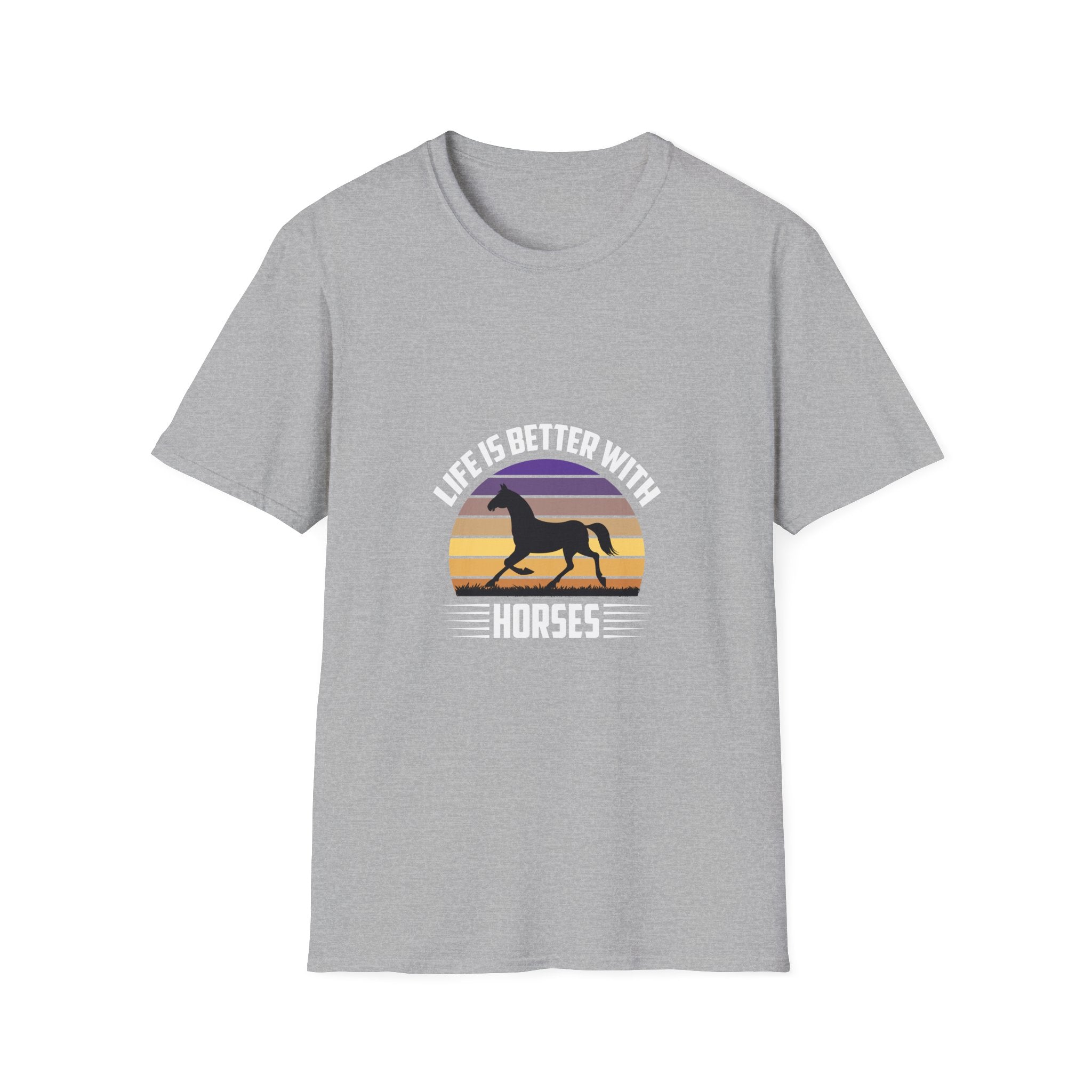 Horse T-Shirt — "Life Is Better With Horses" Vintage Sunset Tee