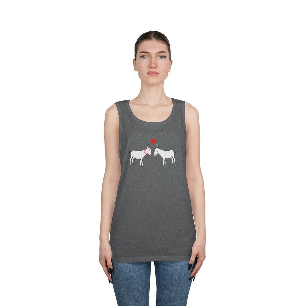 Horse Love Tank Top — Minimalist Kissing Horses with Heart