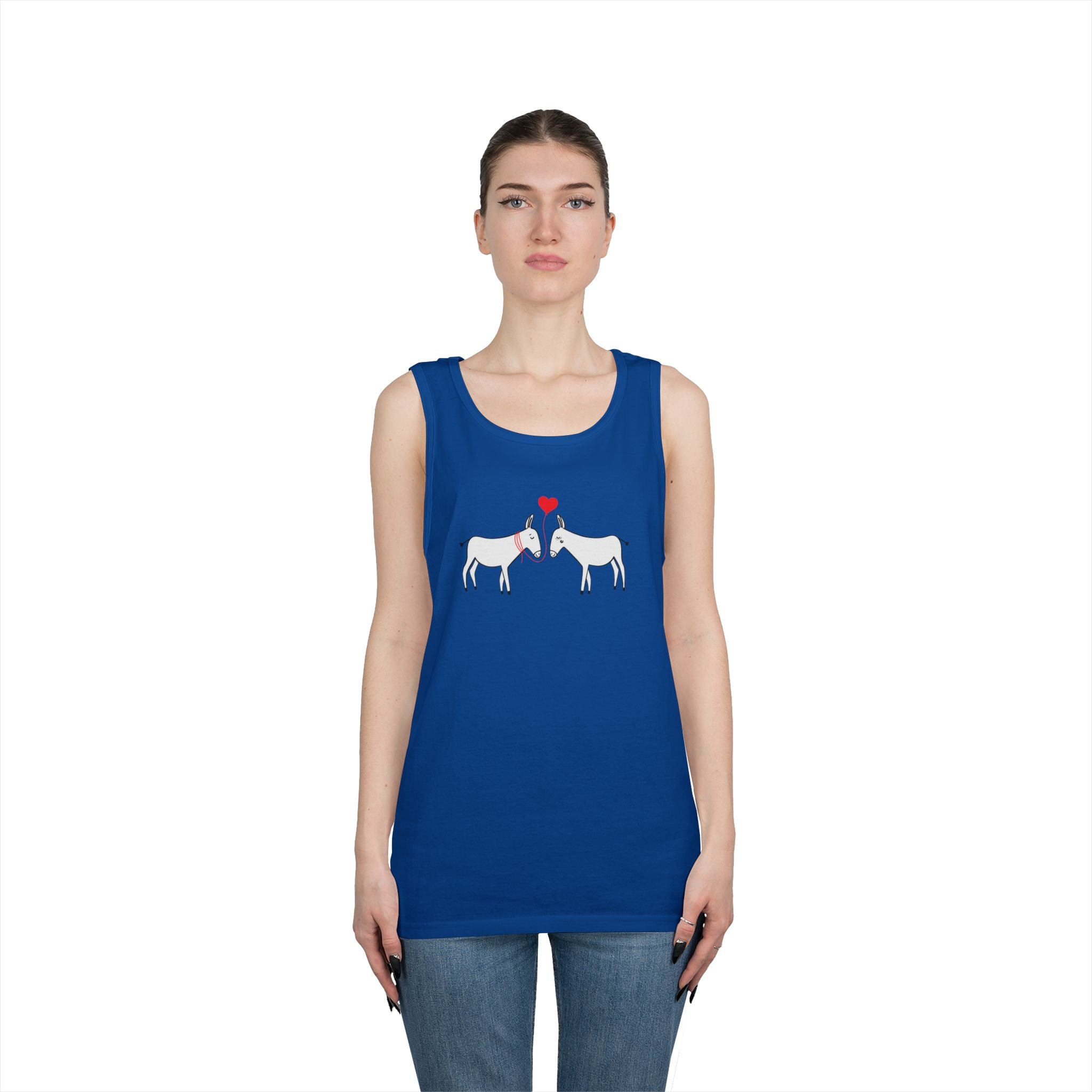 Horse Love Tank Top — Minimalist Kissing Horses with Heart