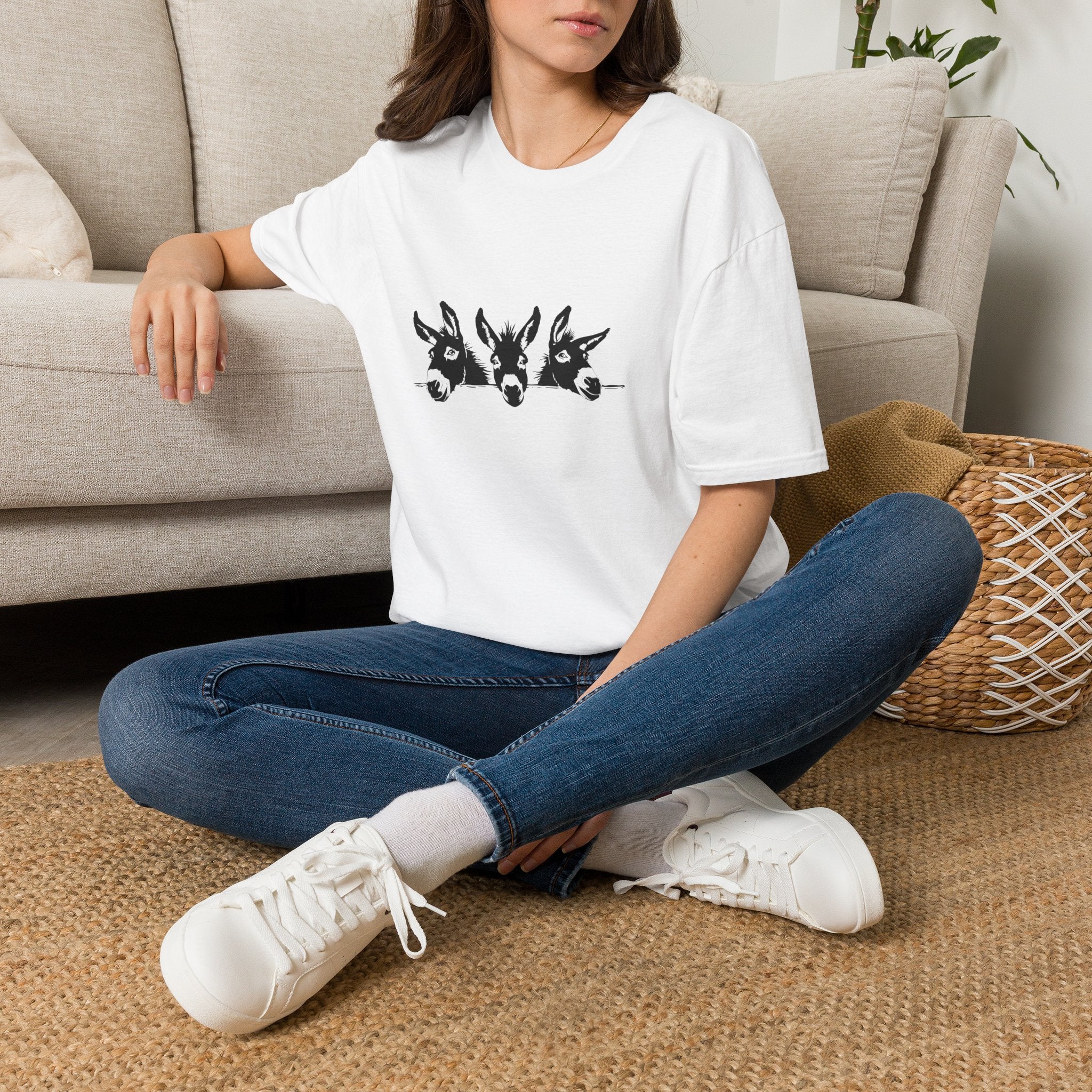 Three Donkeys Tee — Cute Farm Animal Graphic T-Shirt