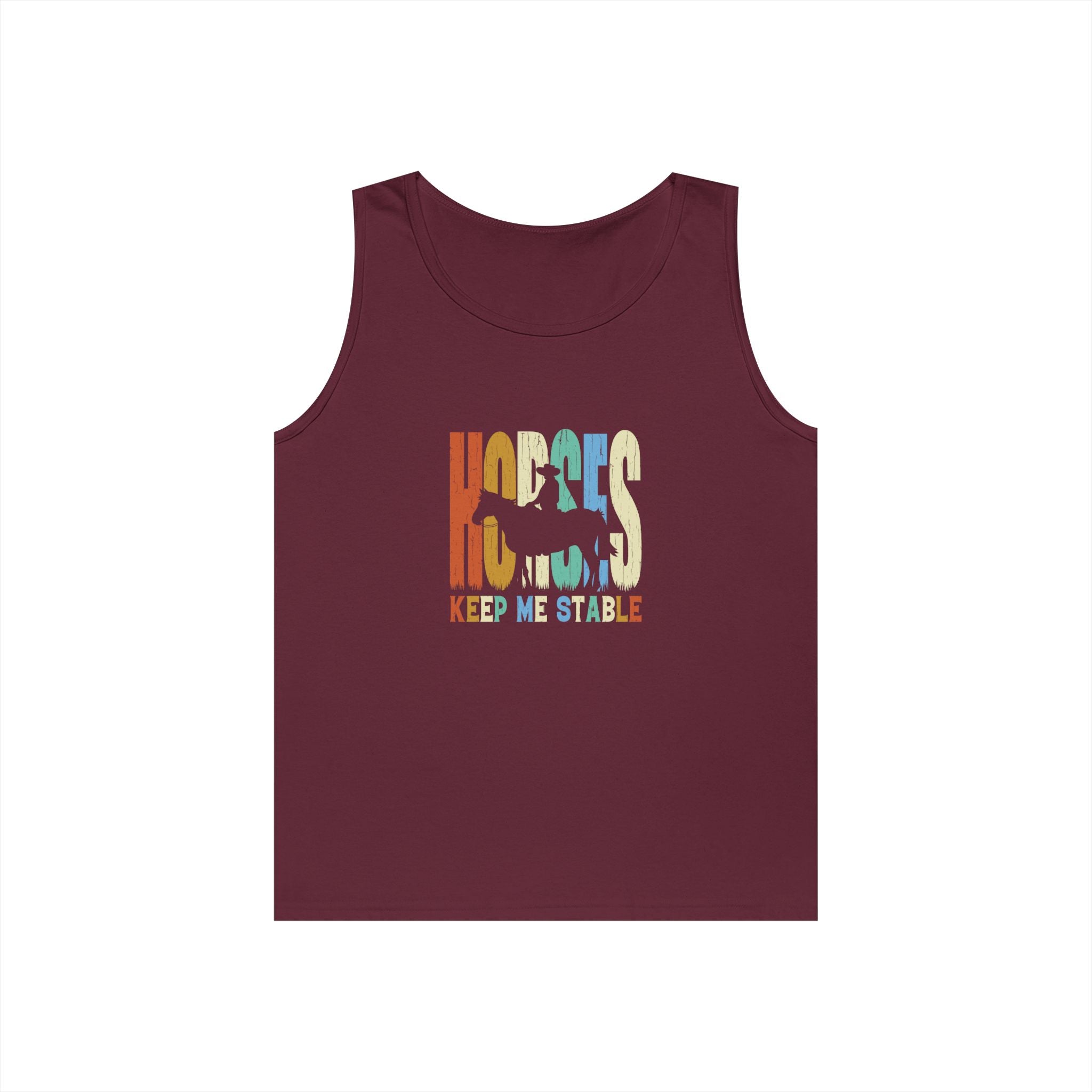 Tank Top — 'Horses Keep Me Stable' Retro Equestrian Tank