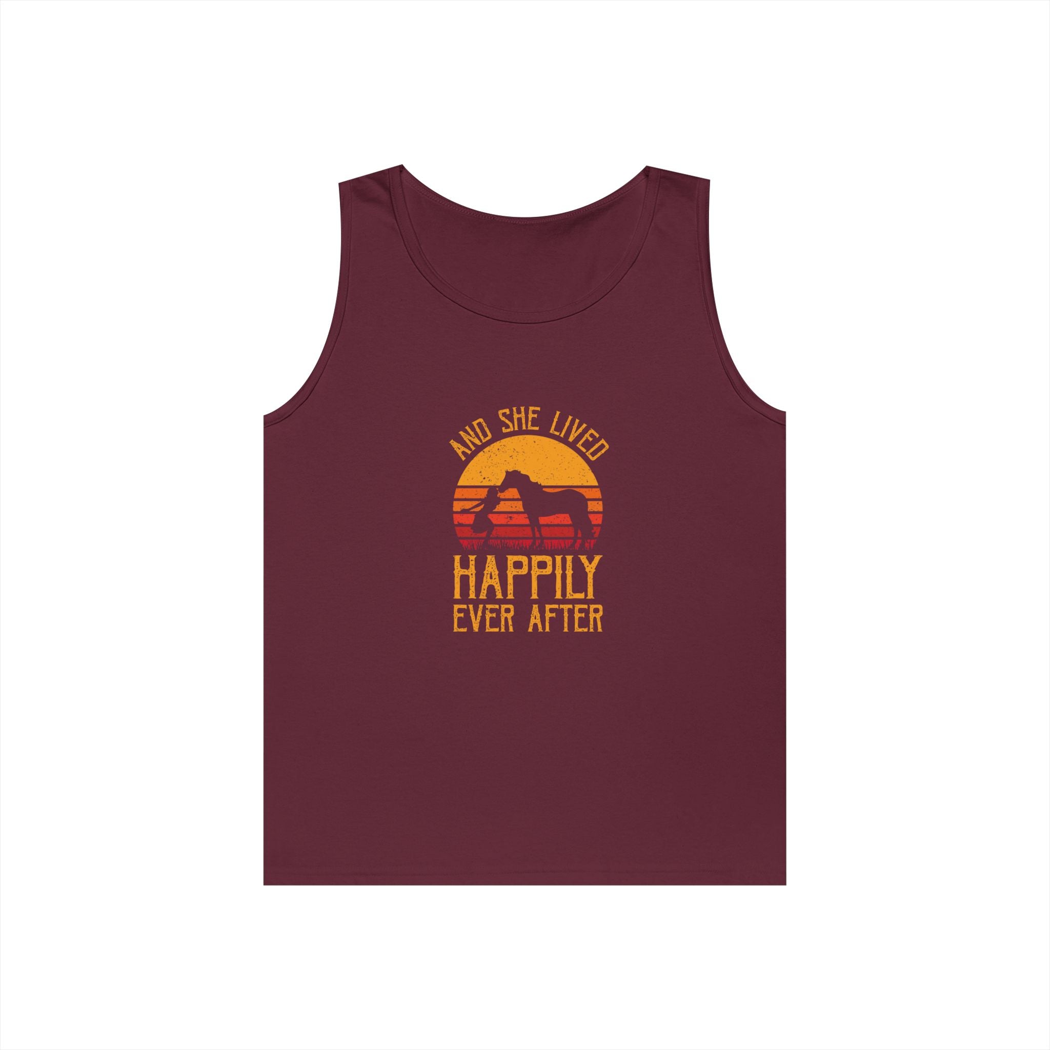 Tank Top — "And She Lived Happily Ever After" Sunset Horse Tank for Women