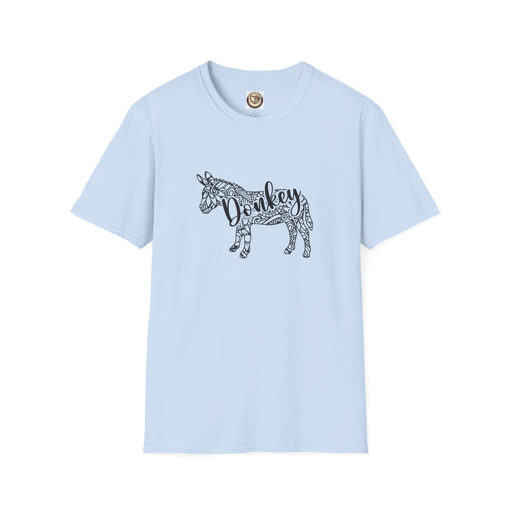 Donkey Zentangle T-Shirt — Hand-Drawn Donkey Illustration Tee