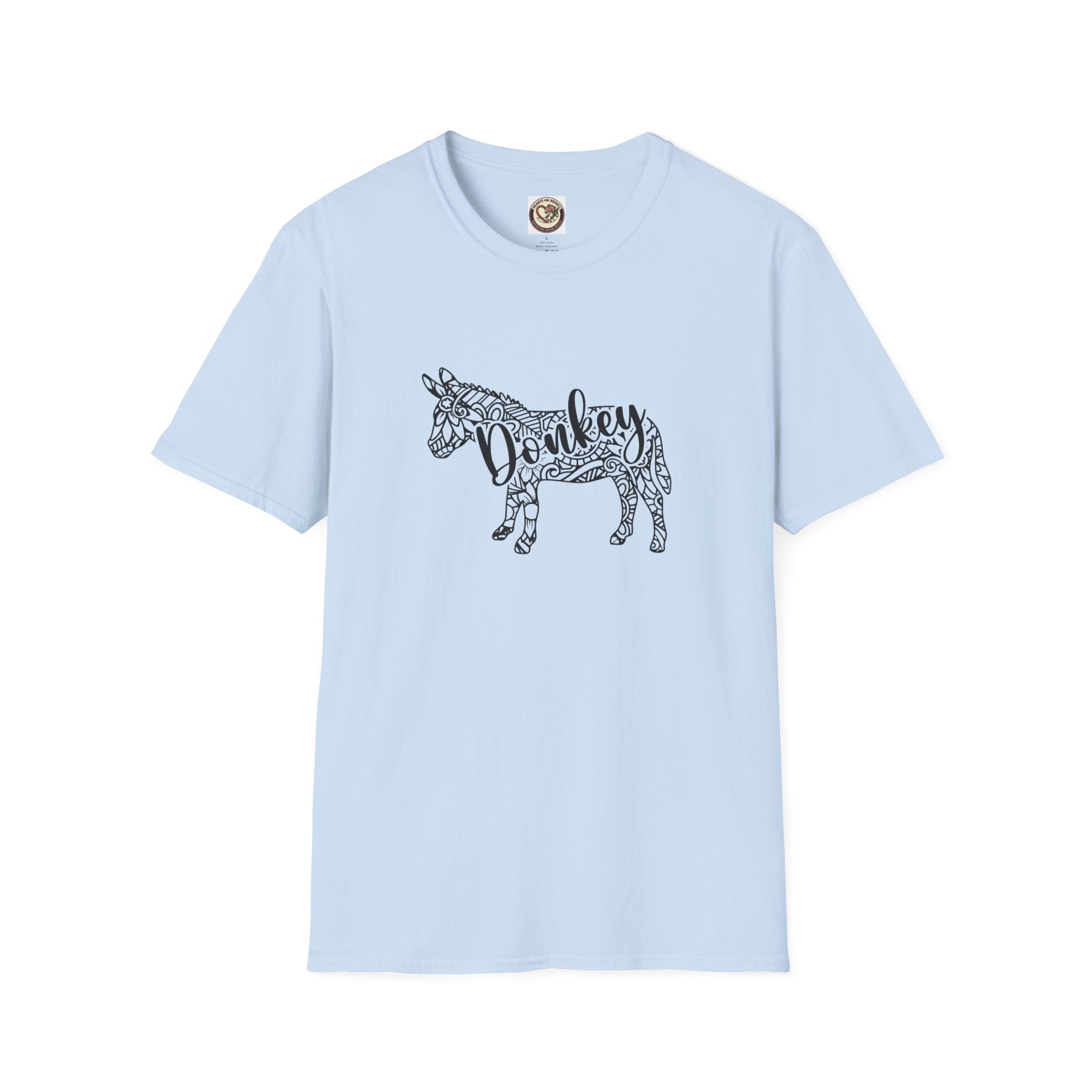 Donkey Zentangle T-Shirt — Hand-Drawn Donkey Illustration Tee