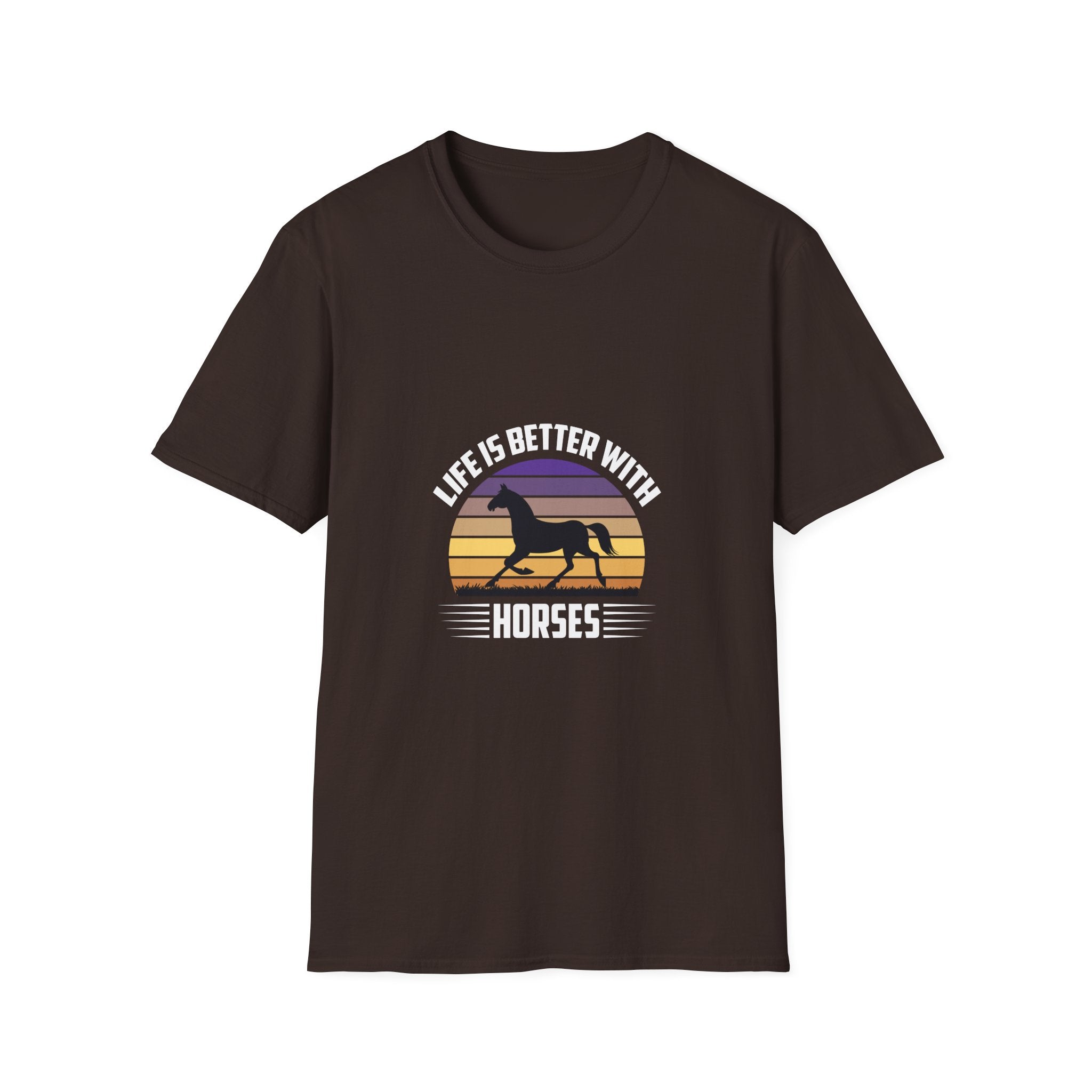 Horse T-Shirt — "Life Is Better With Horses" Vintage Sunset Tee