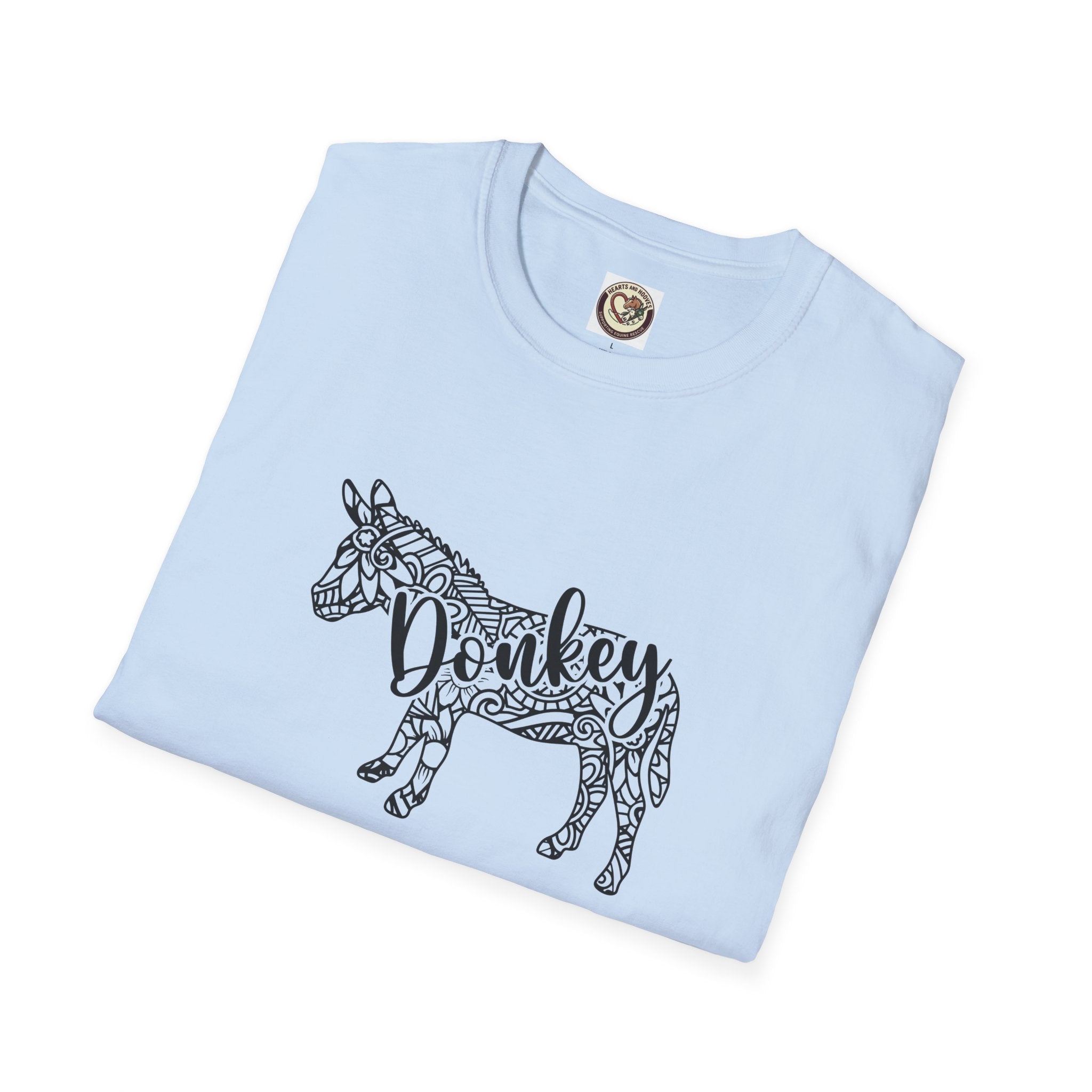 Donkey Zentangle T-Shirt — Hand-Drawn Donkey Illustration Tee