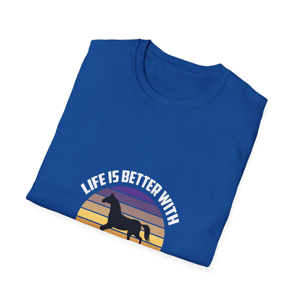 Horse T-Shirt — "Life Is Better With Horses" Vintage Sunset Tee