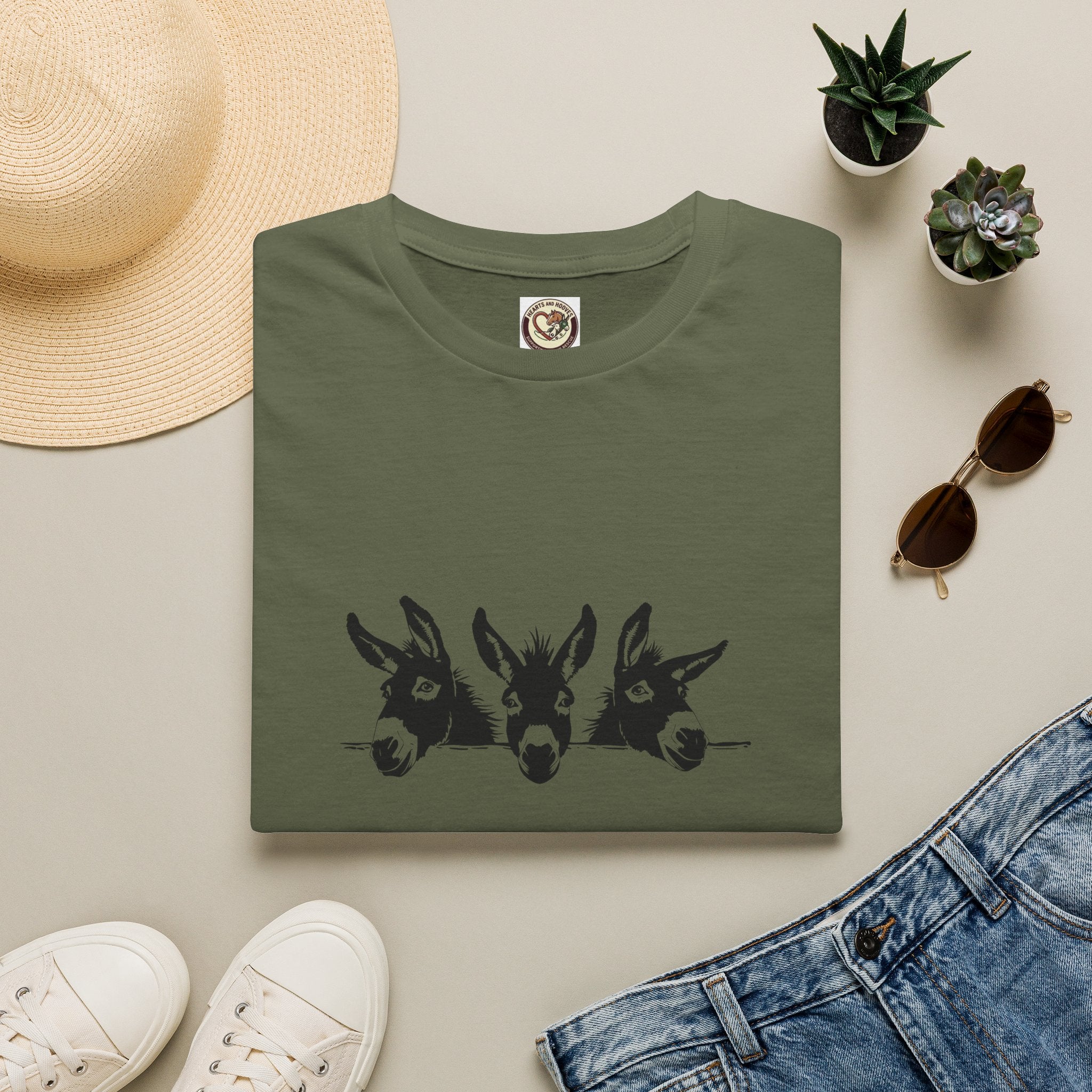 Three Donkeys Tee — Cute Farm Animal Graphic T-Shirt