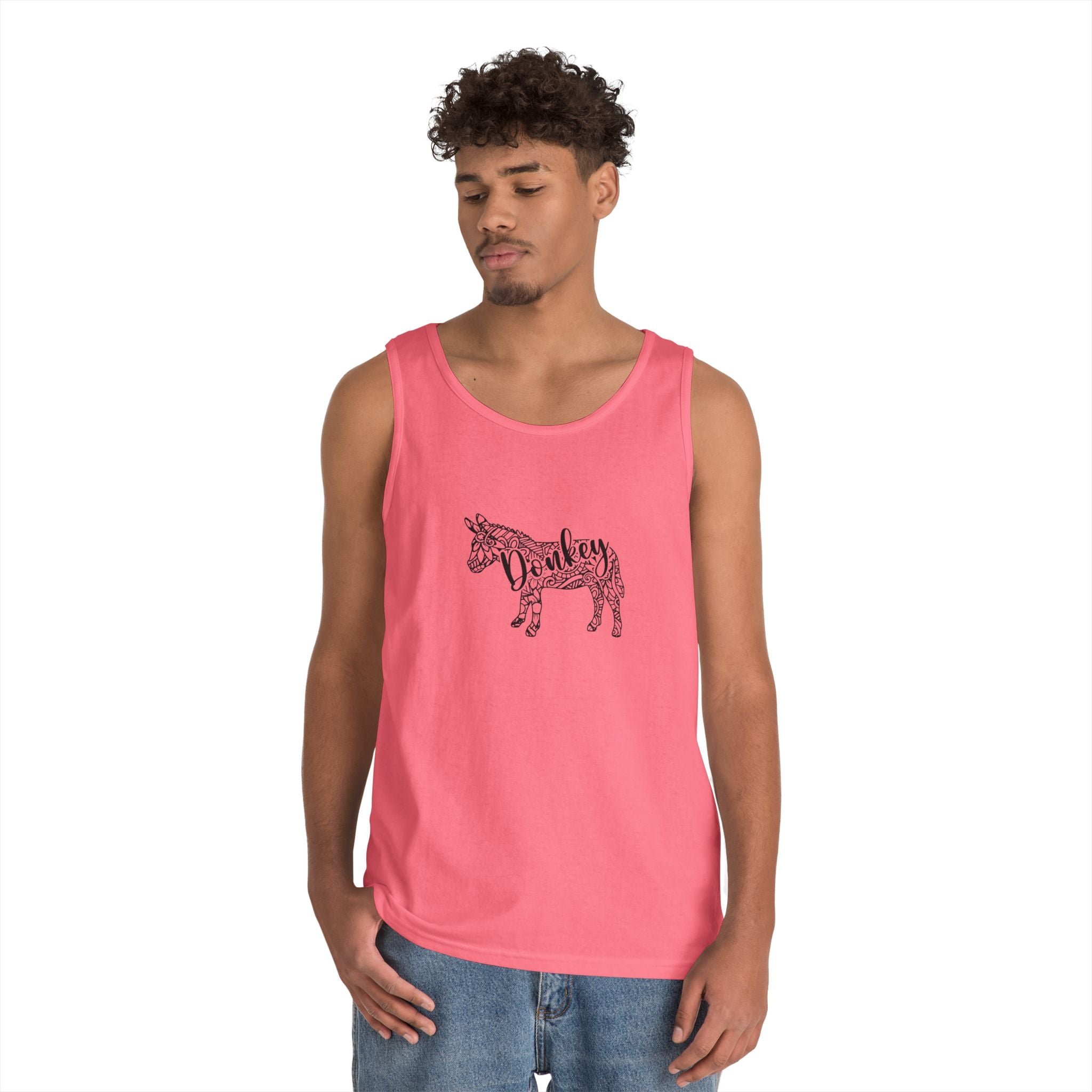 Donkey Floral Outline Tank Top — Botanical Animal Graphic Tank