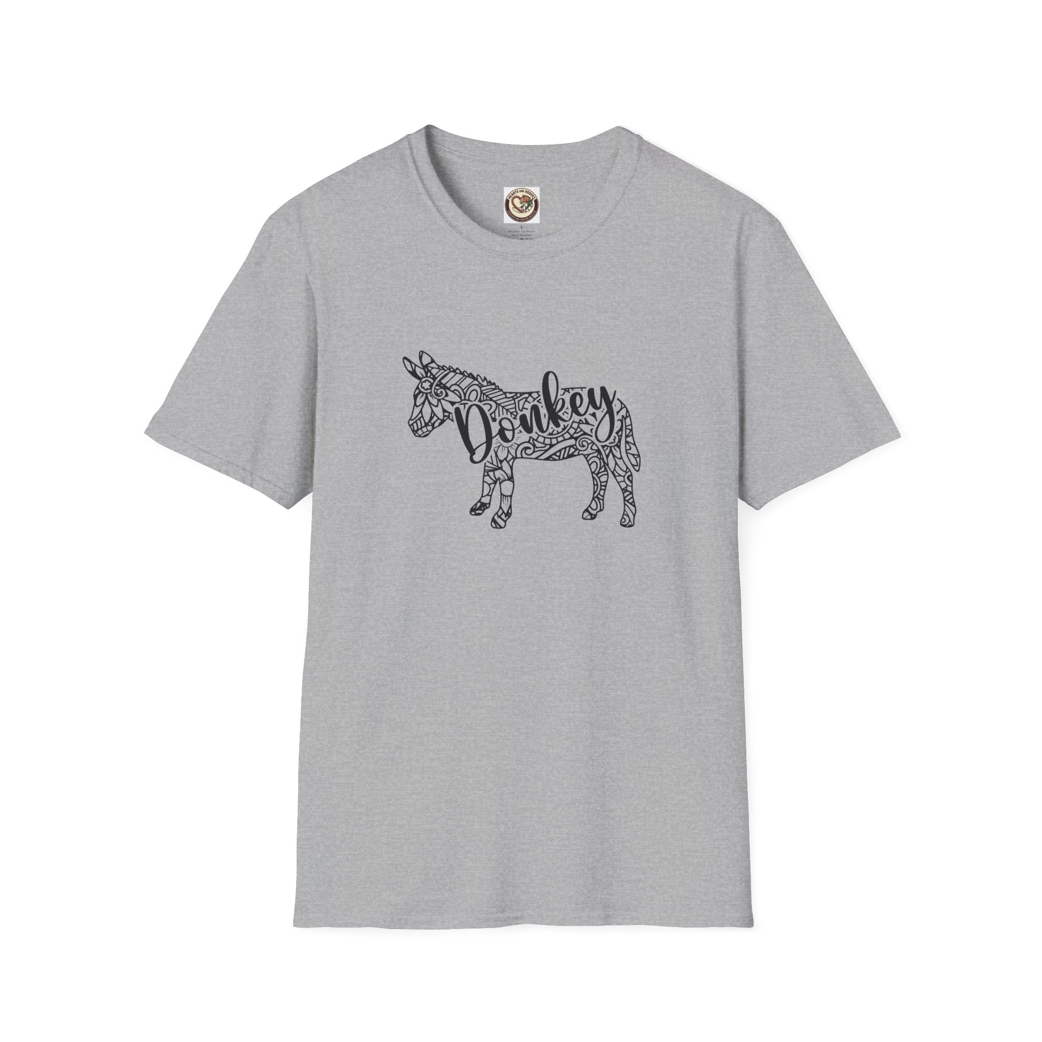 Donkey Zentangle T-Shirt — Hand-Drawn Donkey Illustration Tee