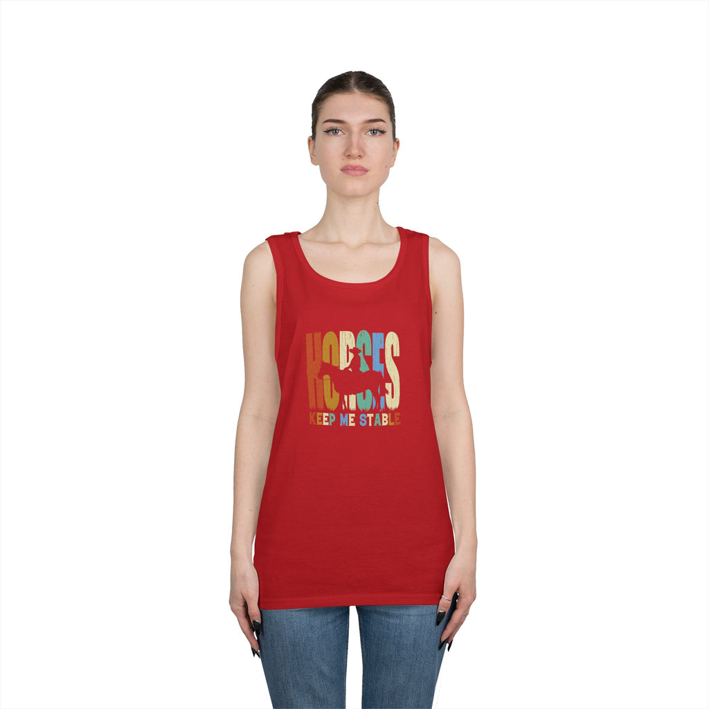 Tank Top — 'Horses Keep Me Stable' Retro Equestrian Tank