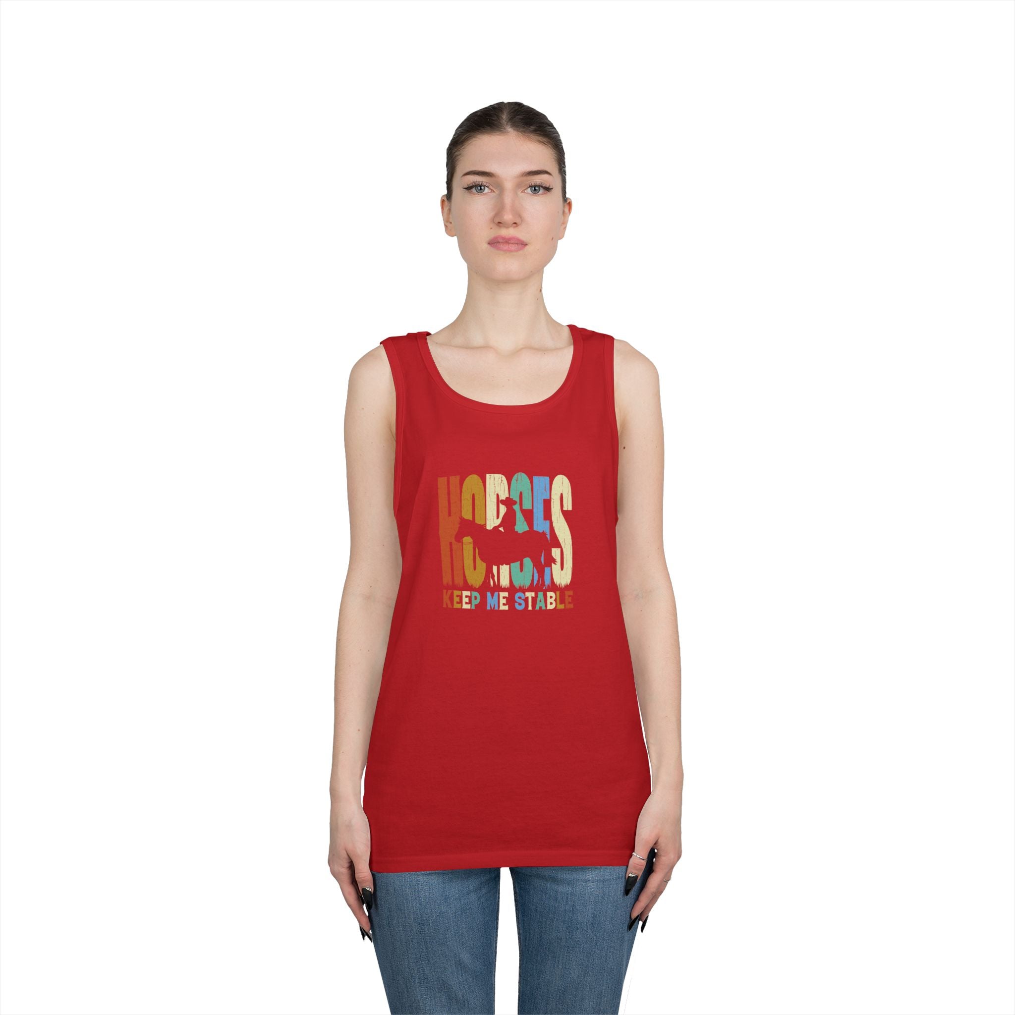 Tank Top — 'Horses Keep Me Stable' Retro Equestrian Tank