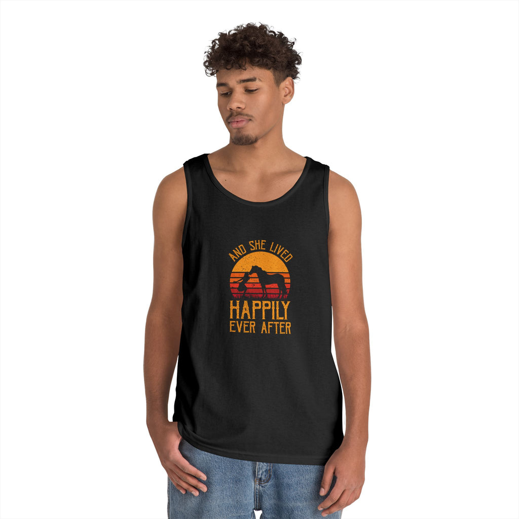 Tank Top — "And She Lived Happily Ever After" Sunset Horse Tank for Women