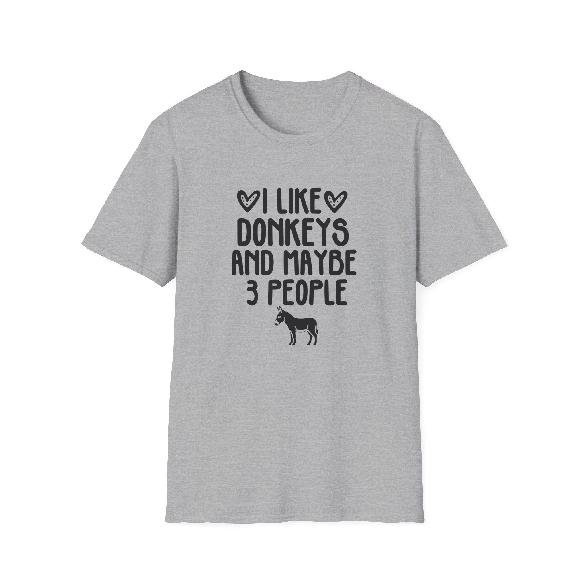 I Like Donkeys And Maybe 3 People T-Shirt — Funny Donkey Lover Tee