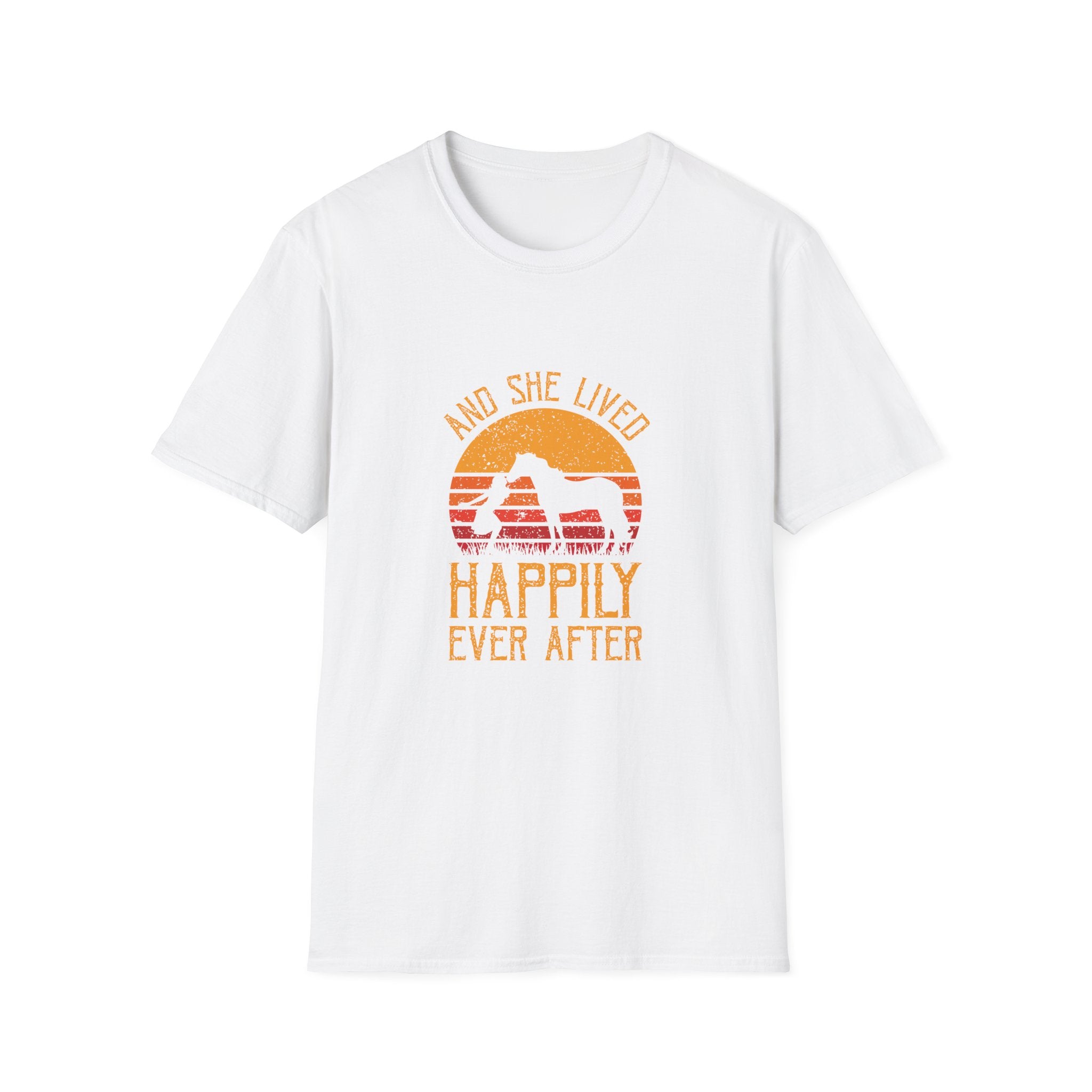 Happily Ever After Camping T-Shirt — 'And She Lived Happily Ever After' Retro Sunset Tee
