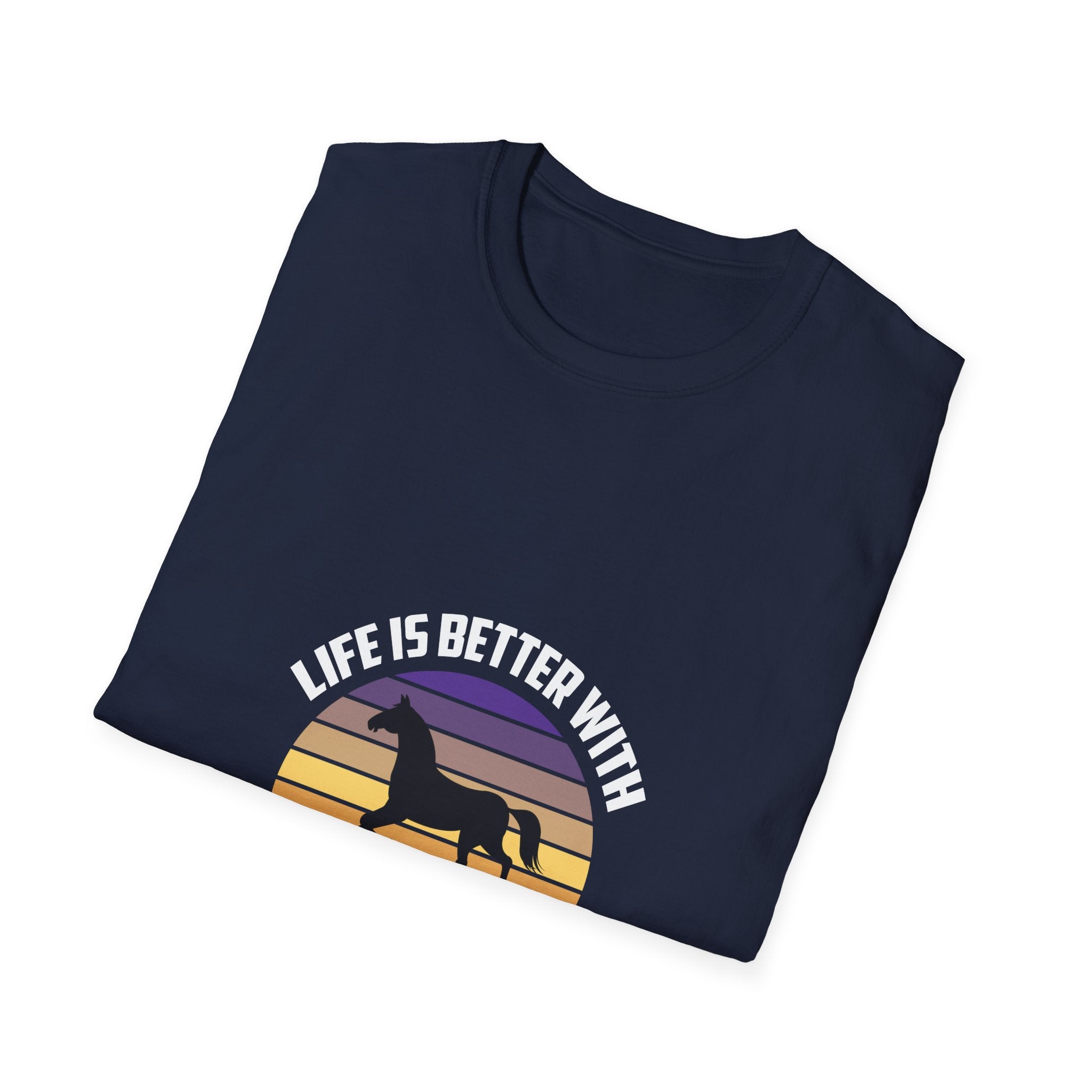 Horse T-Shirt — "Life Is Better With Horses" Vintage Sunset Tee