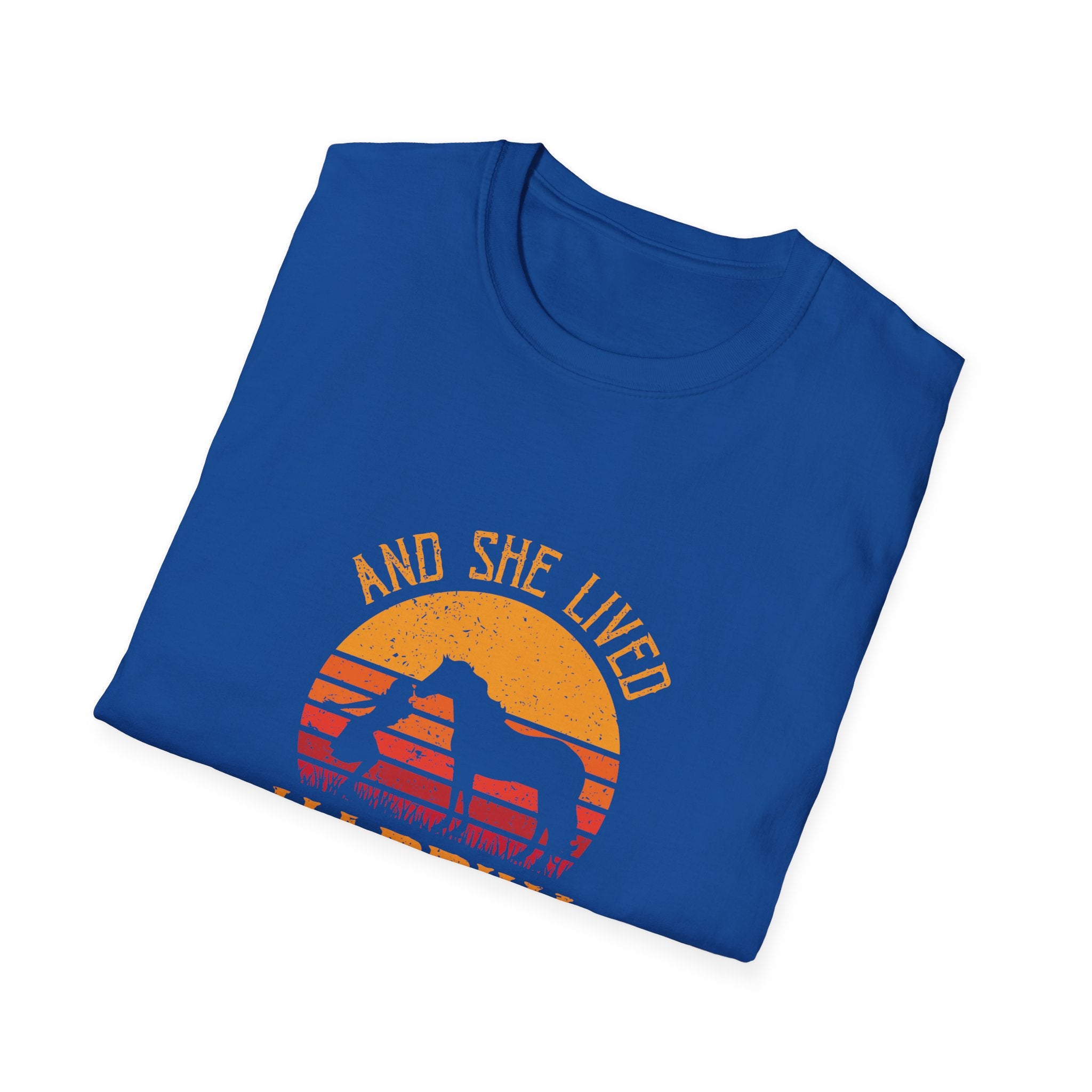 Happily Ever After Camping T-Shirt — 'And She Lived Happily Ever After' Retro Sunset Tee