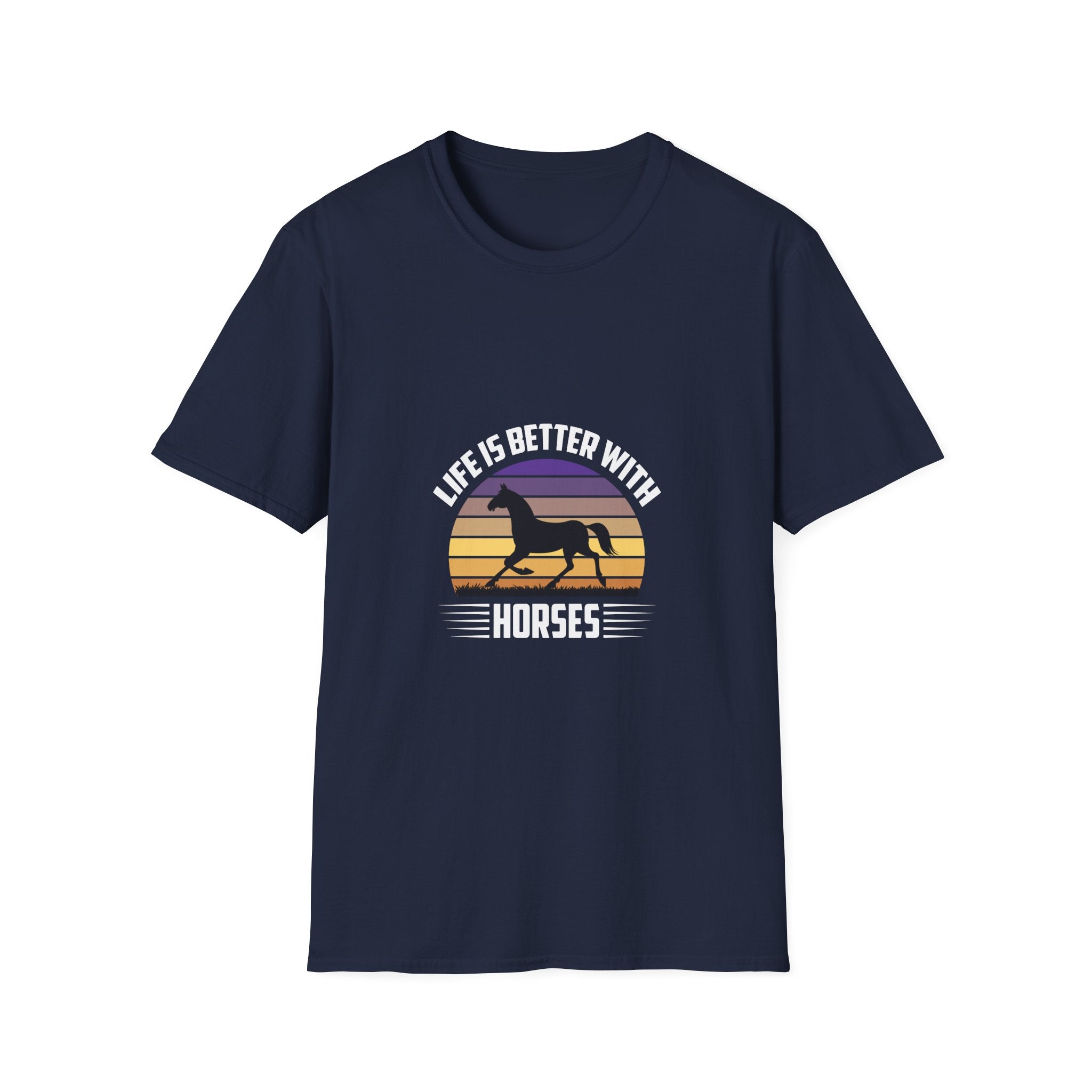 Horse T-Shirt — "Life Is Better With Horses" Vintage Sunset Tee