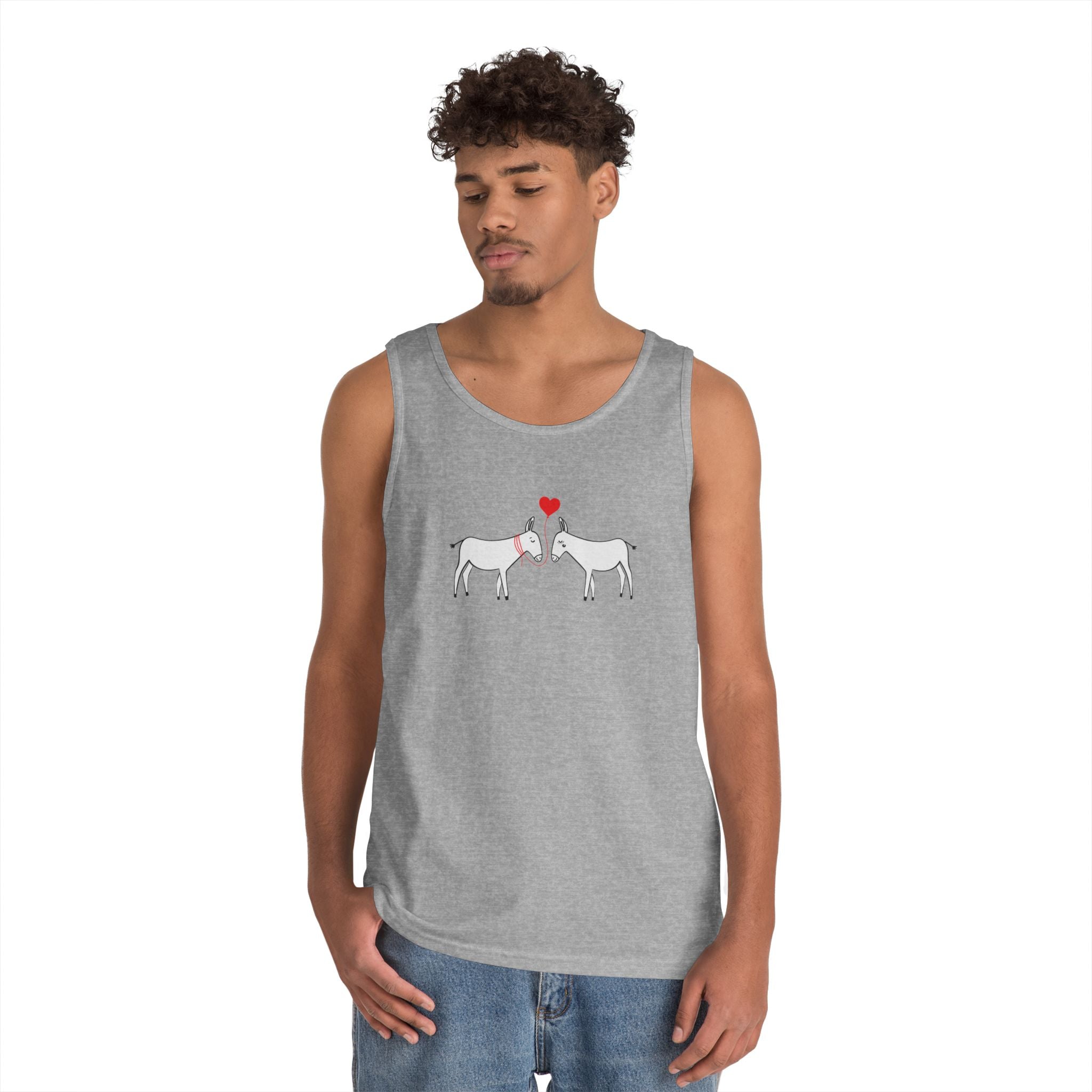 Horse Love Tank Top — Minimalist Kissing Horses with Heart