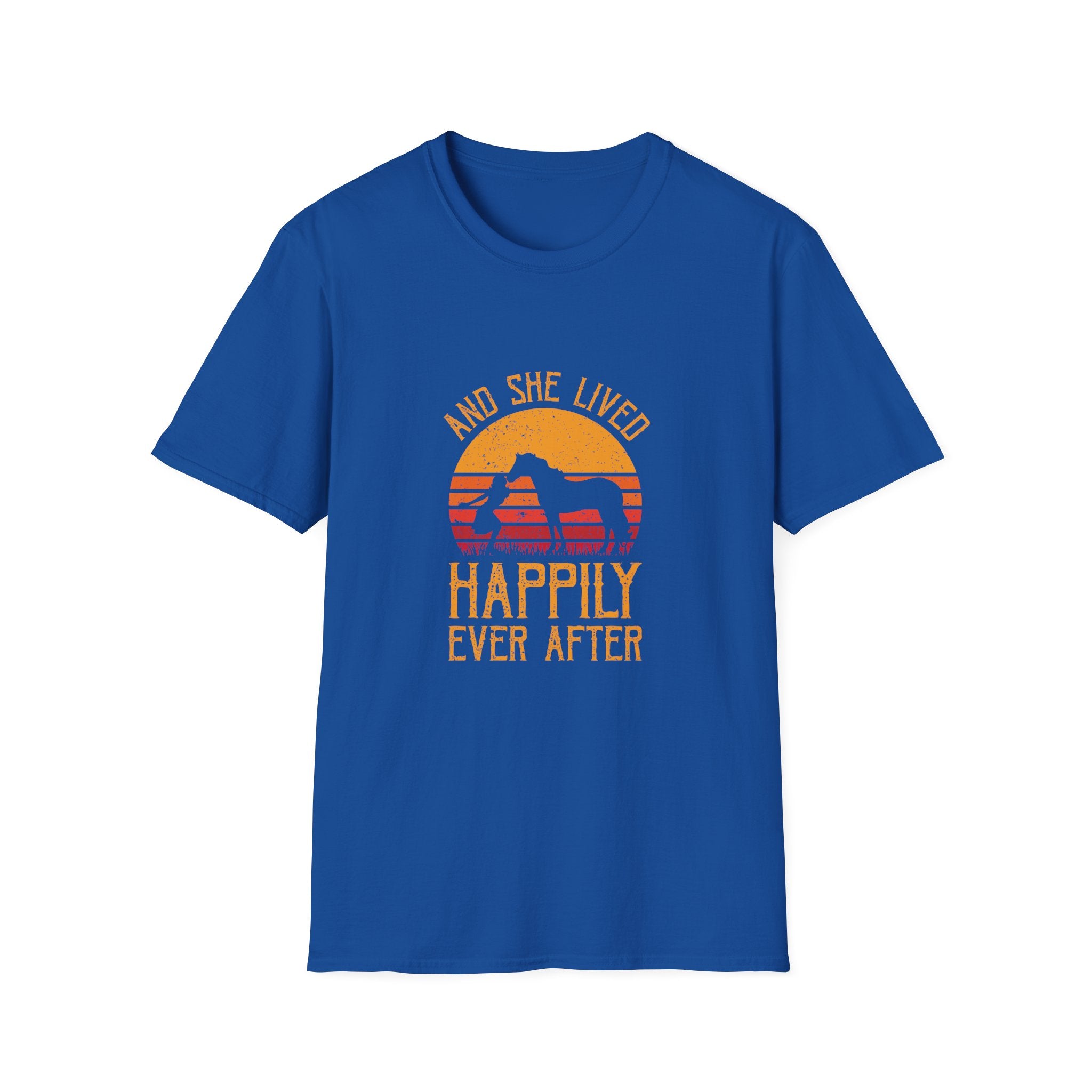 Happily Ever After Camping T-Shirt — 'And She Lived Happily Ever After' Retro Sunset Tee