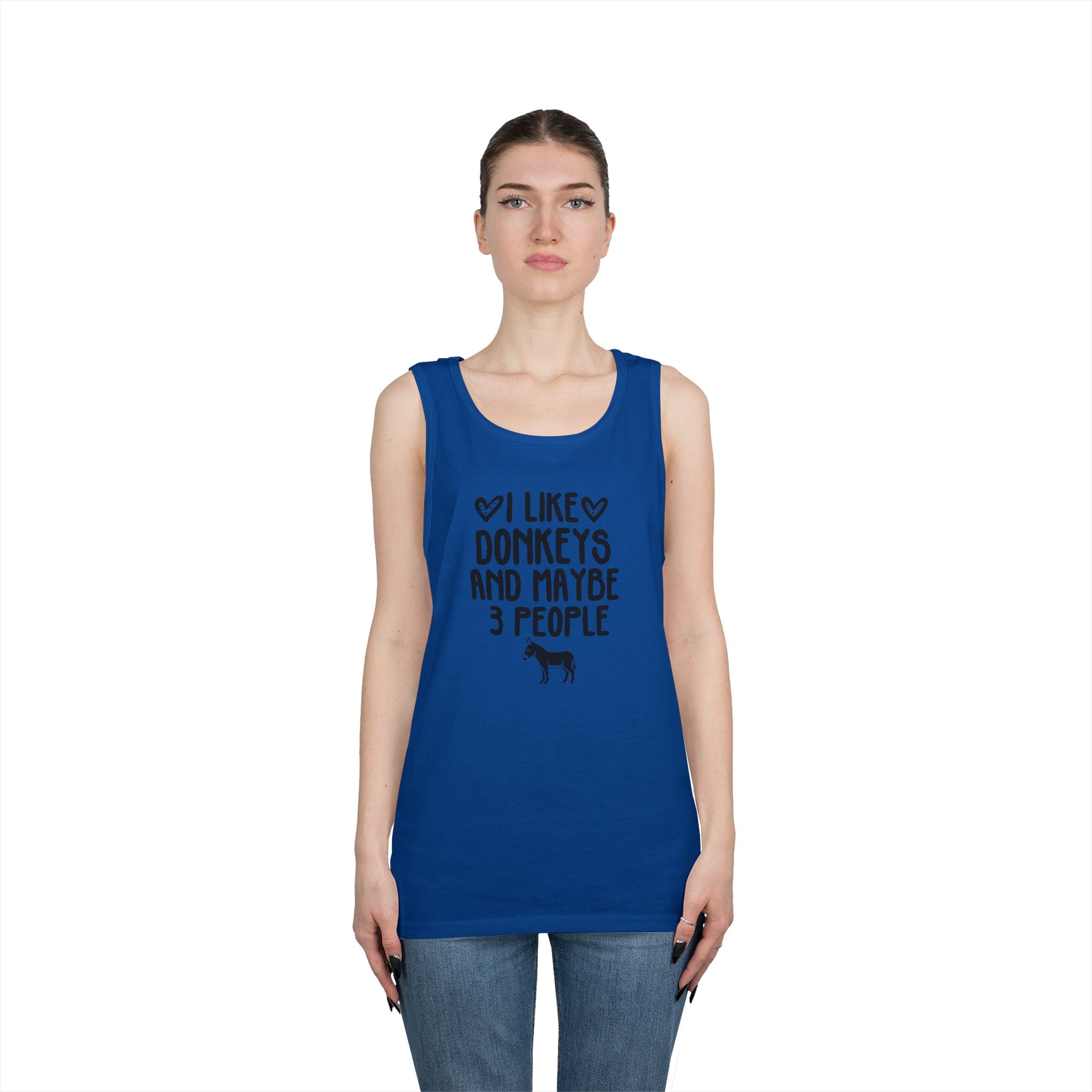 Donkey Lover Tank Top — "I Like Donkeys and Maybe 3 People" Cotton Tank