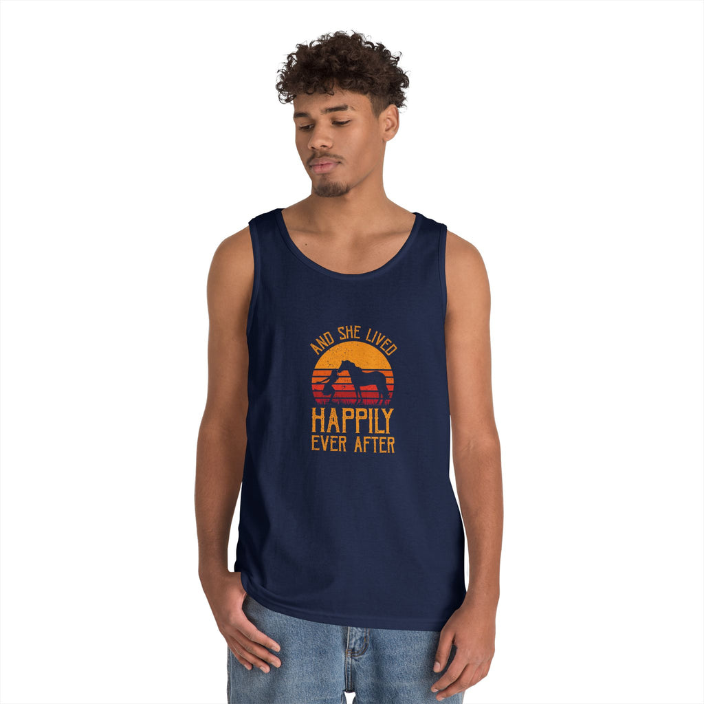 Tank Top — "And She Lived Happily Ever After" Sunset Horse Tank for Women
