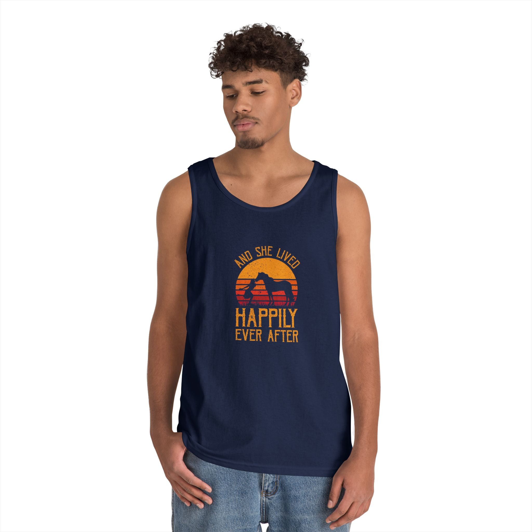 Tank Top — "And She Lived Happily Ever After" Sunset Horse Tank for Women