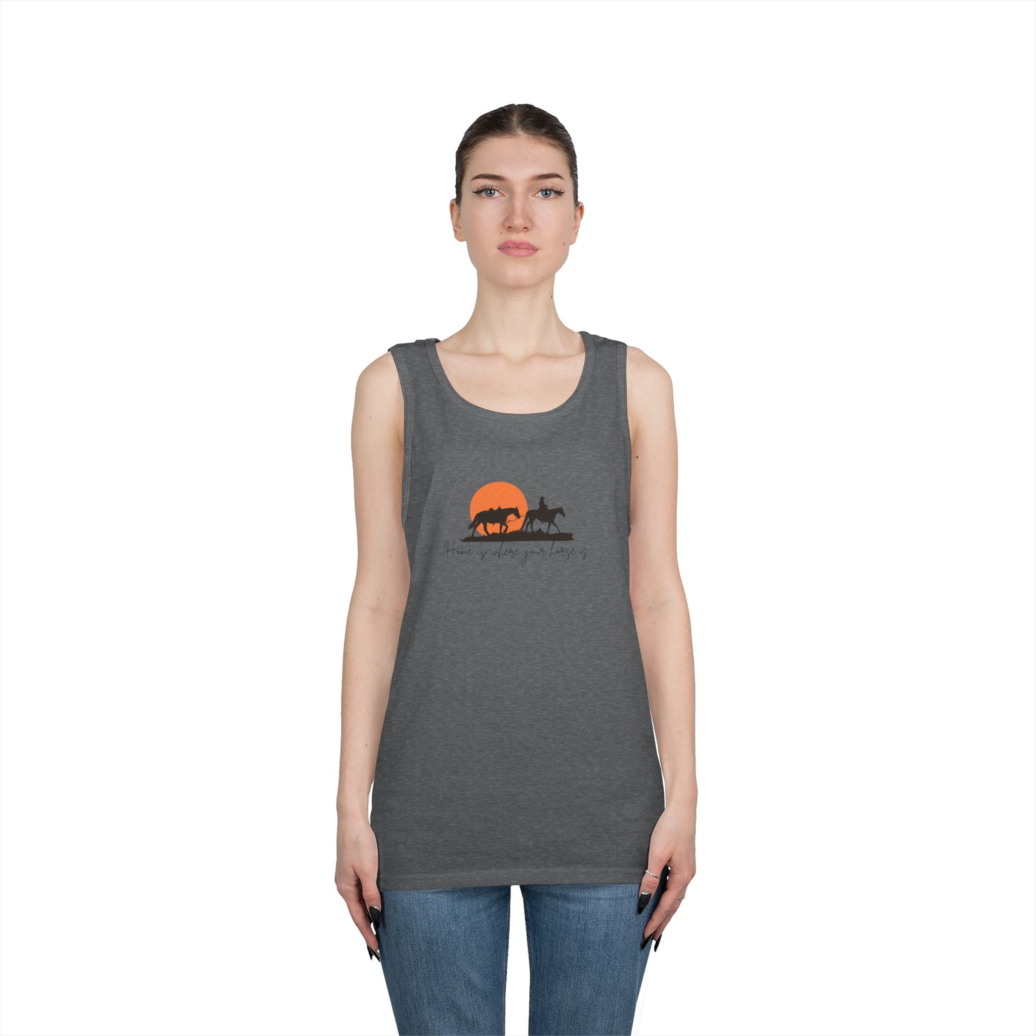 Horseback Sunset Tank Top — "Live Simply, Ride Often" Western Ranch Tee