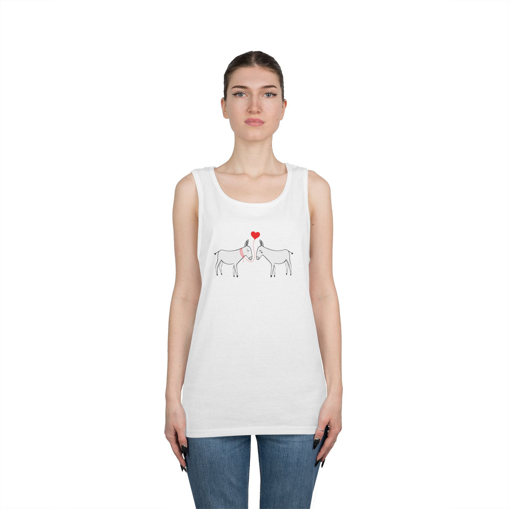 Horse Love Tank Top — Minimalist Kissing Horses with Heart