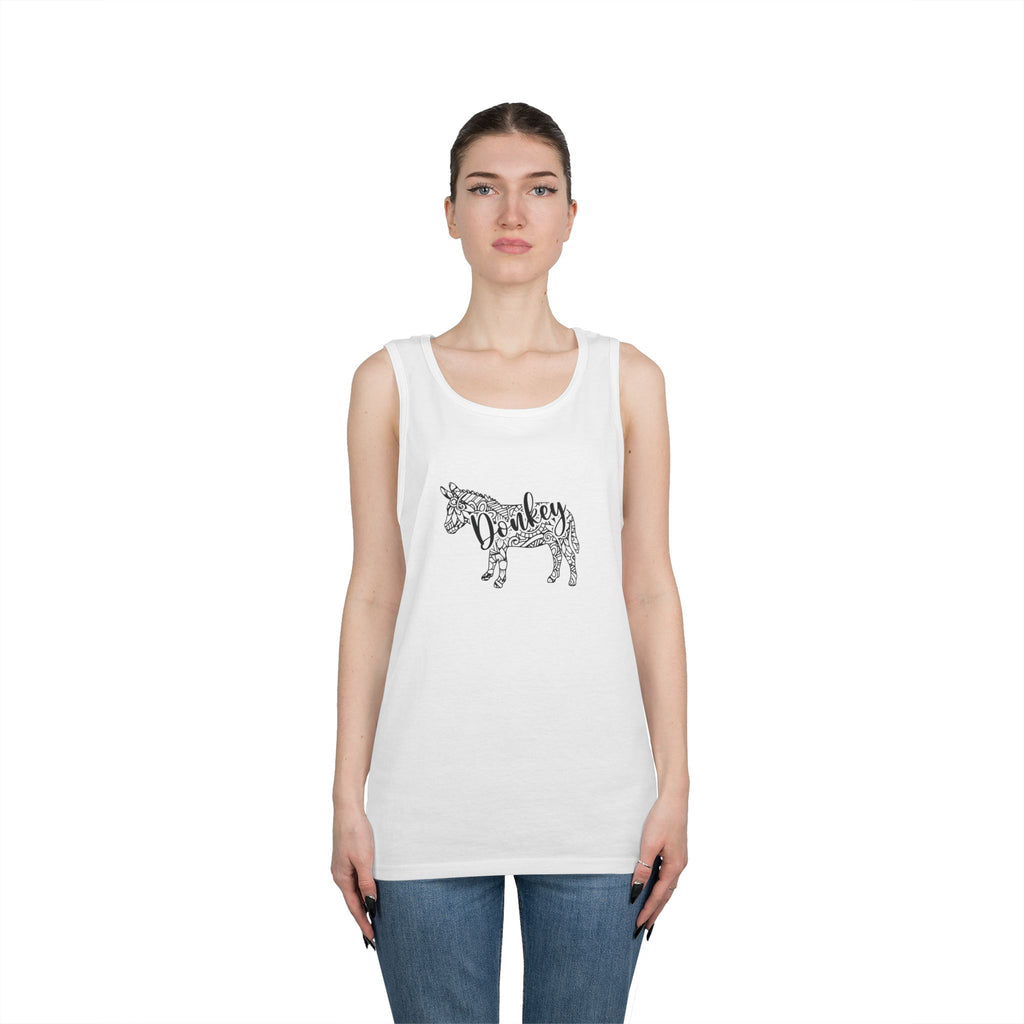 Donkey Floral Outline Tank Top — Botanical Animal Graphic Tank