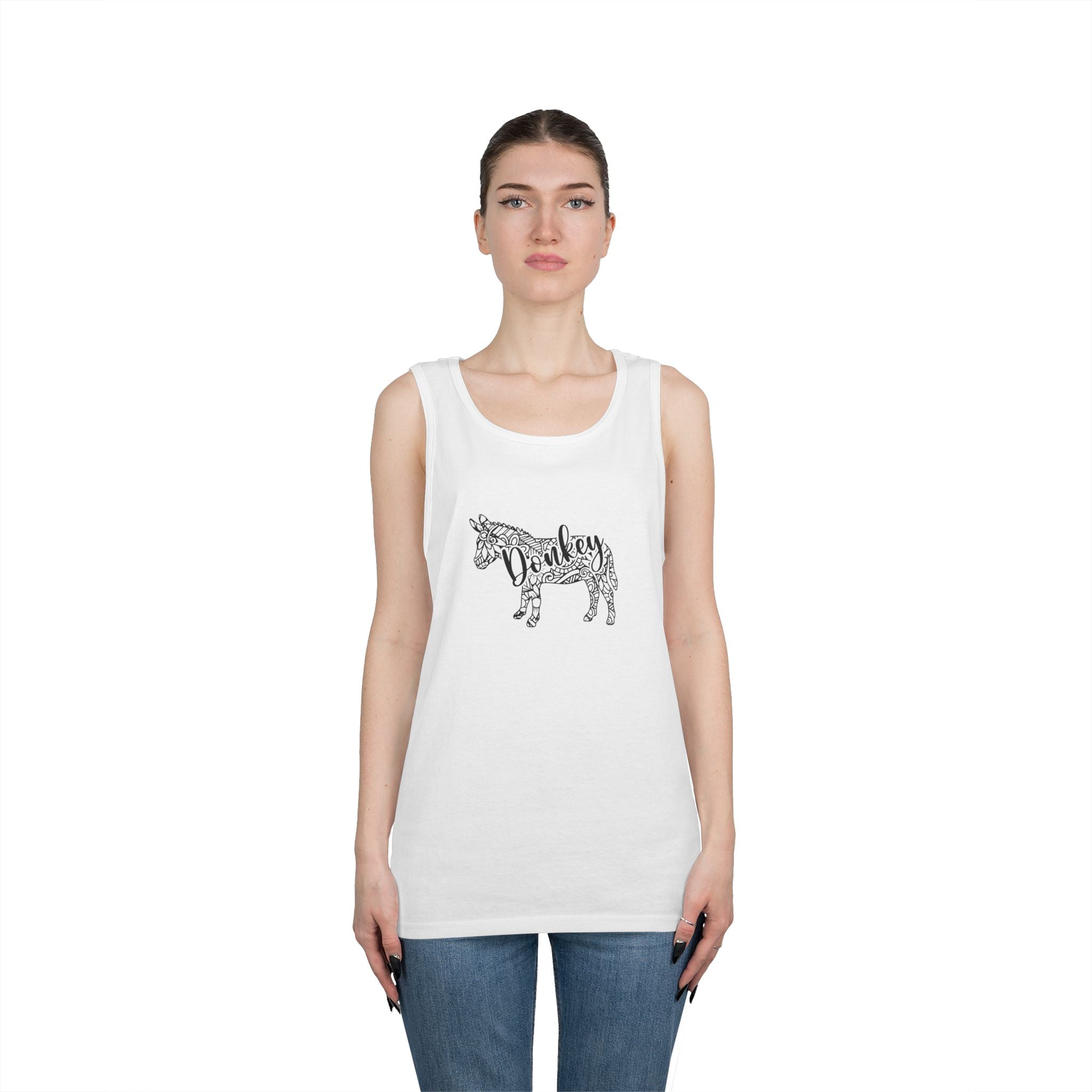 Donkey Floral Outline Tank Top — Botanical Animal Graphic Tank