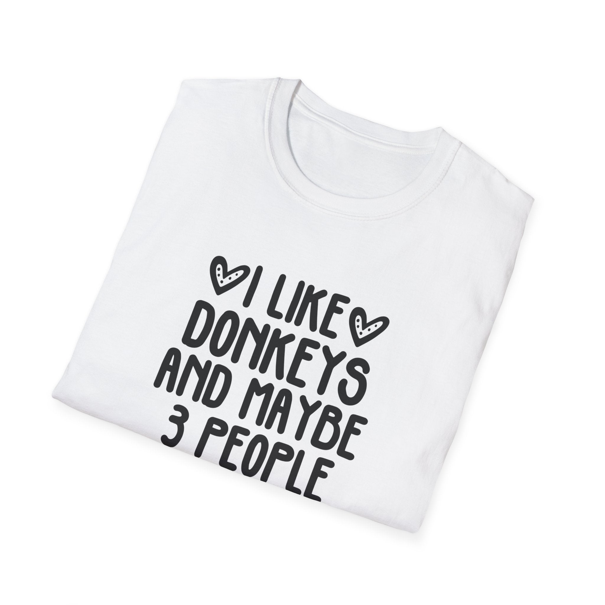 I Like Donkeys And Maybe 3 People T-Shirt — Funny Donkey Lover Tee