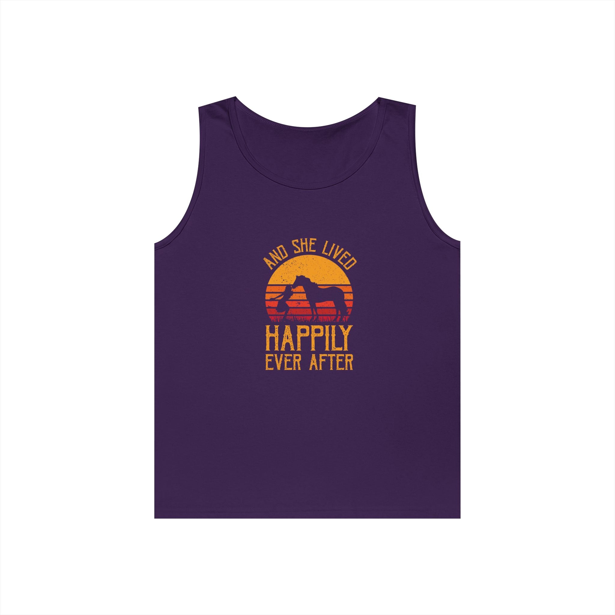 Tank Top — "And She Lived Happily Ever After" Sunset Horse Tank for Women