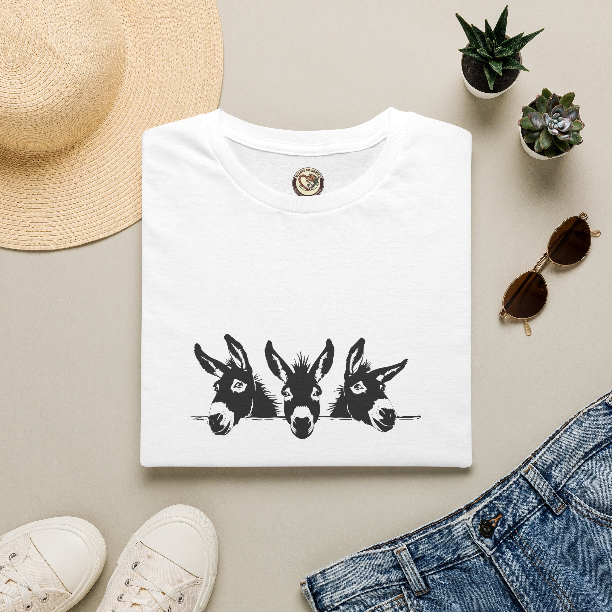 Three Donkeys Tee — Cute Farm Animal Graphic T-Shirt