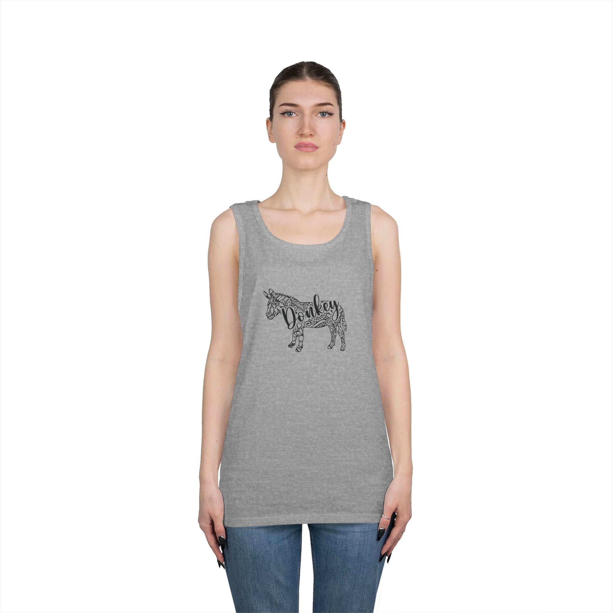 Donkey Floral Outline Tank Top — Botanical Animal Graphic Tank