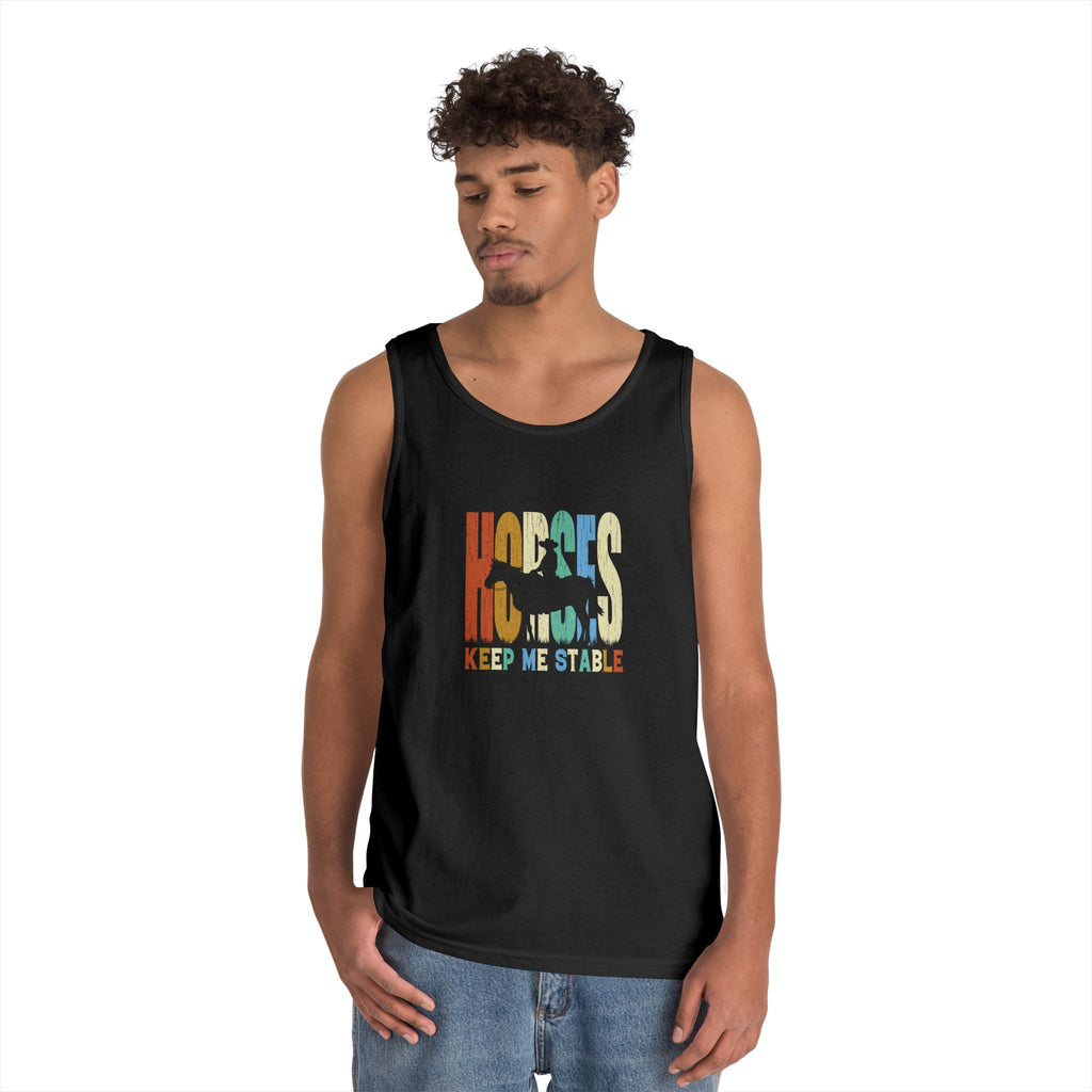 Tank Top — 'Horses Keep Me Stable' Retro Equestrian Tank