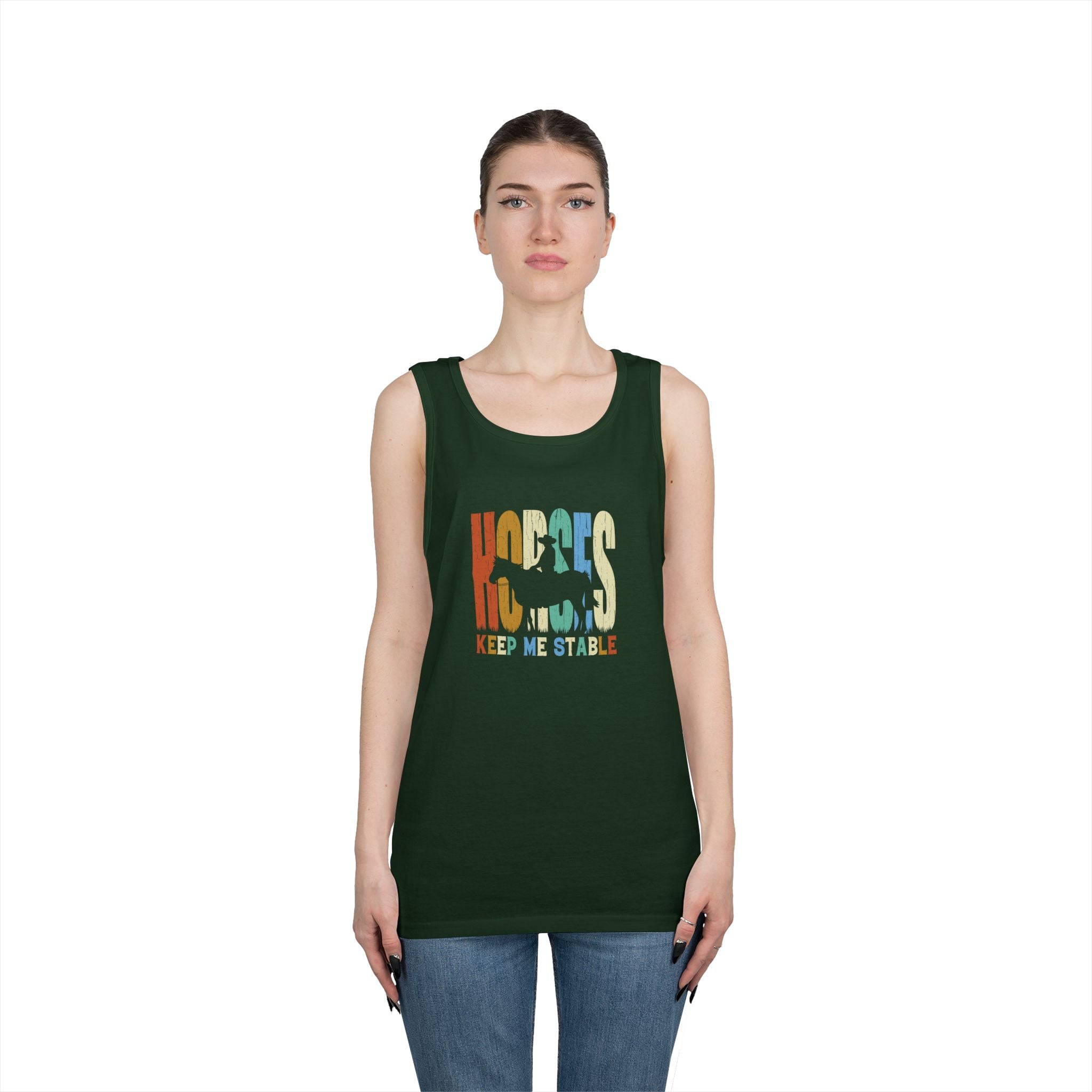 Tank Top — 'Horses Keep Me Stable' Retro Equestrian Tank