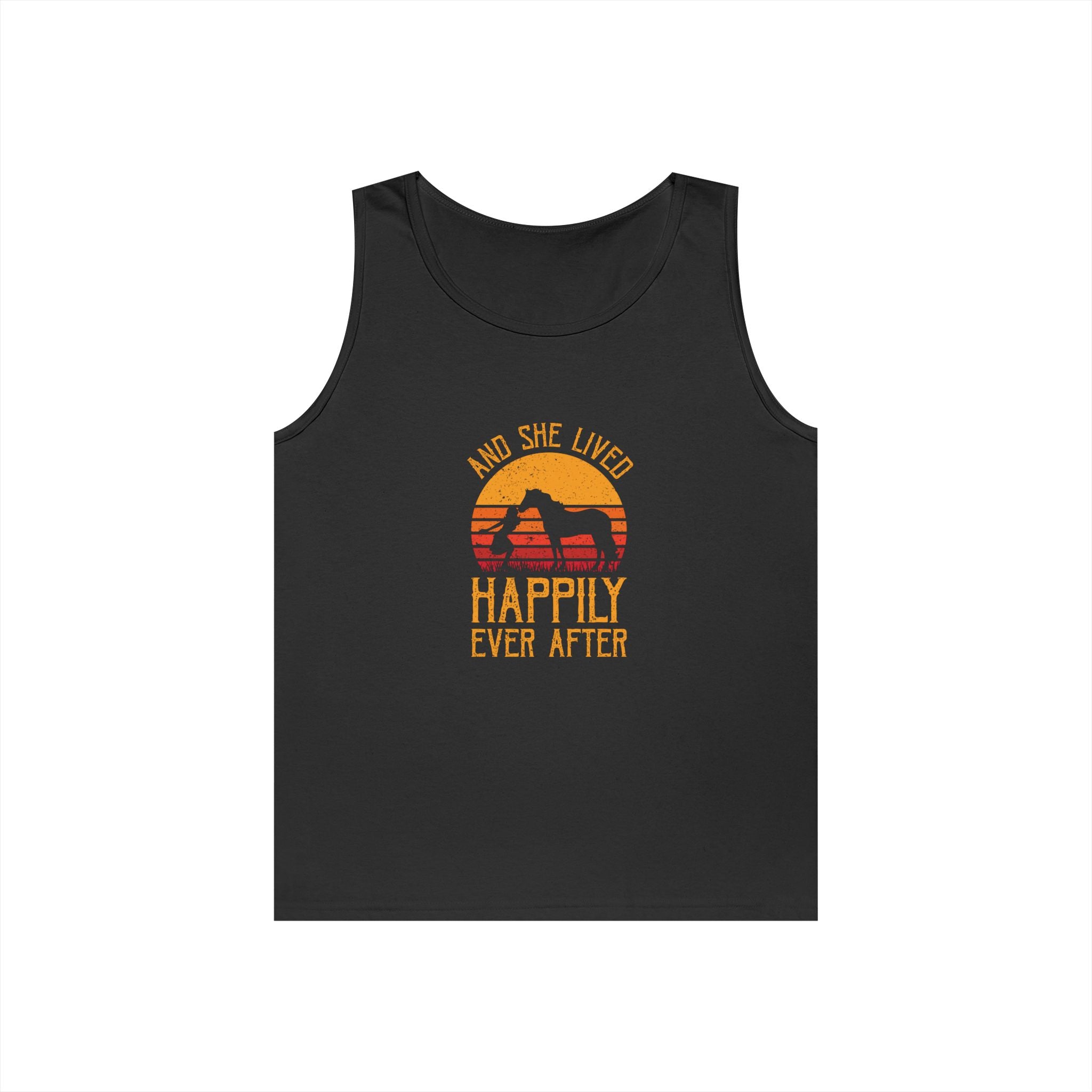 Tank Top — "And She Lived Happily Ever After" Sunset Horse Tank for Women