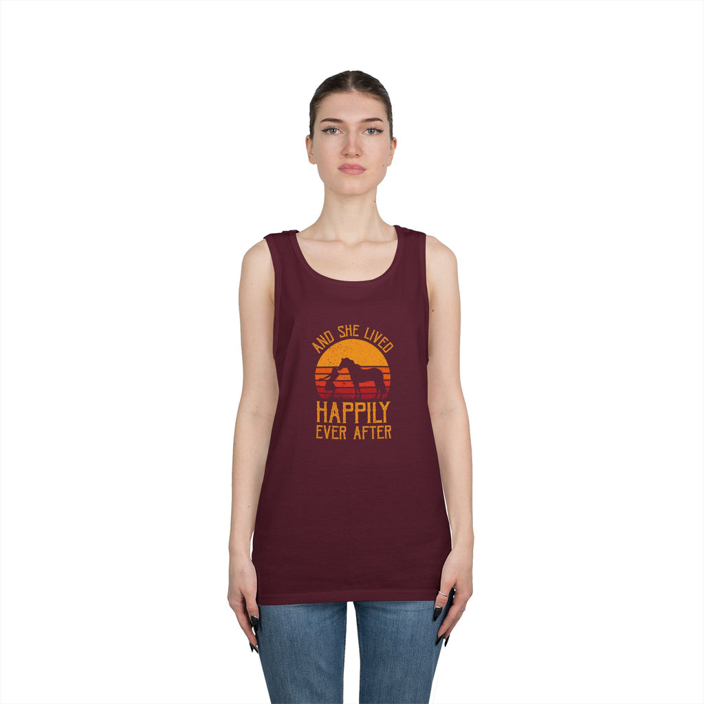 Tank Top — "And She Lived Happily Ever After" Sunset Horse Tank for Women