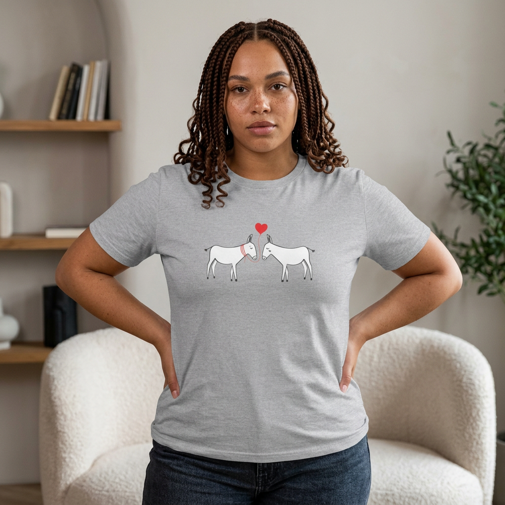 Donkey Love T-Shirt — Minimal Cute Donkeys with Heart Graphic