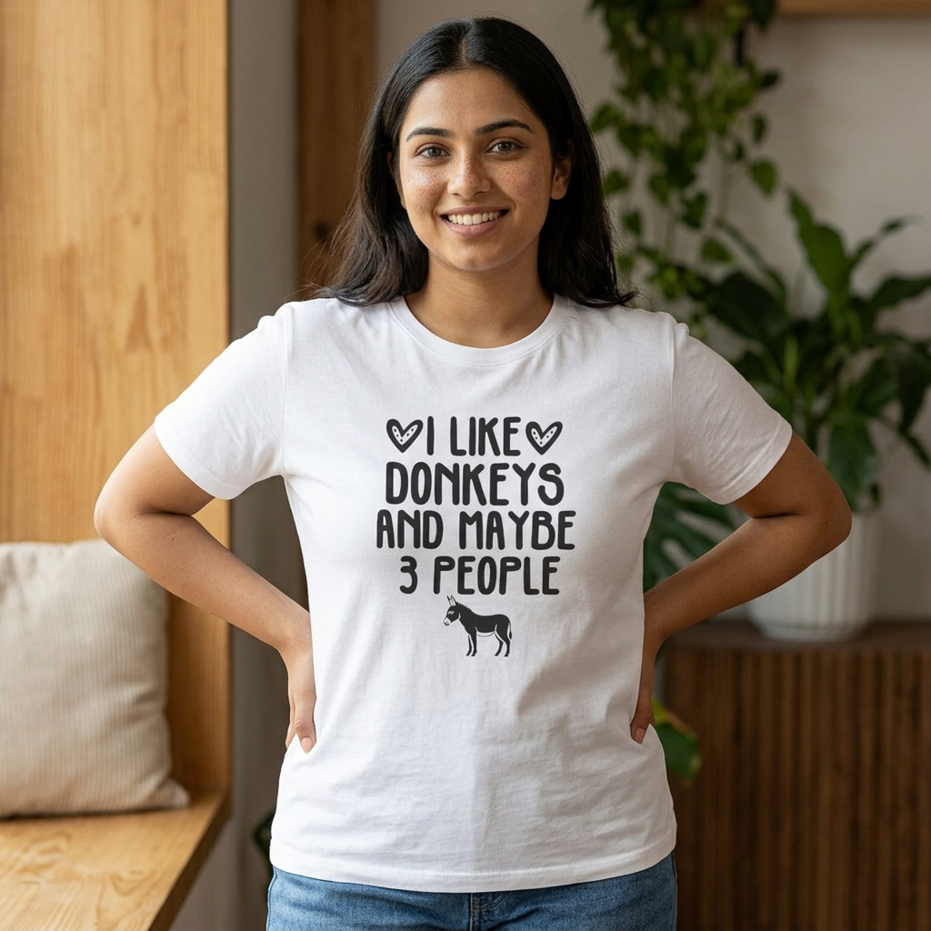 I Like Donkeys And Maybe 3 People T-Shirt — Funny Donkey Lover Tee