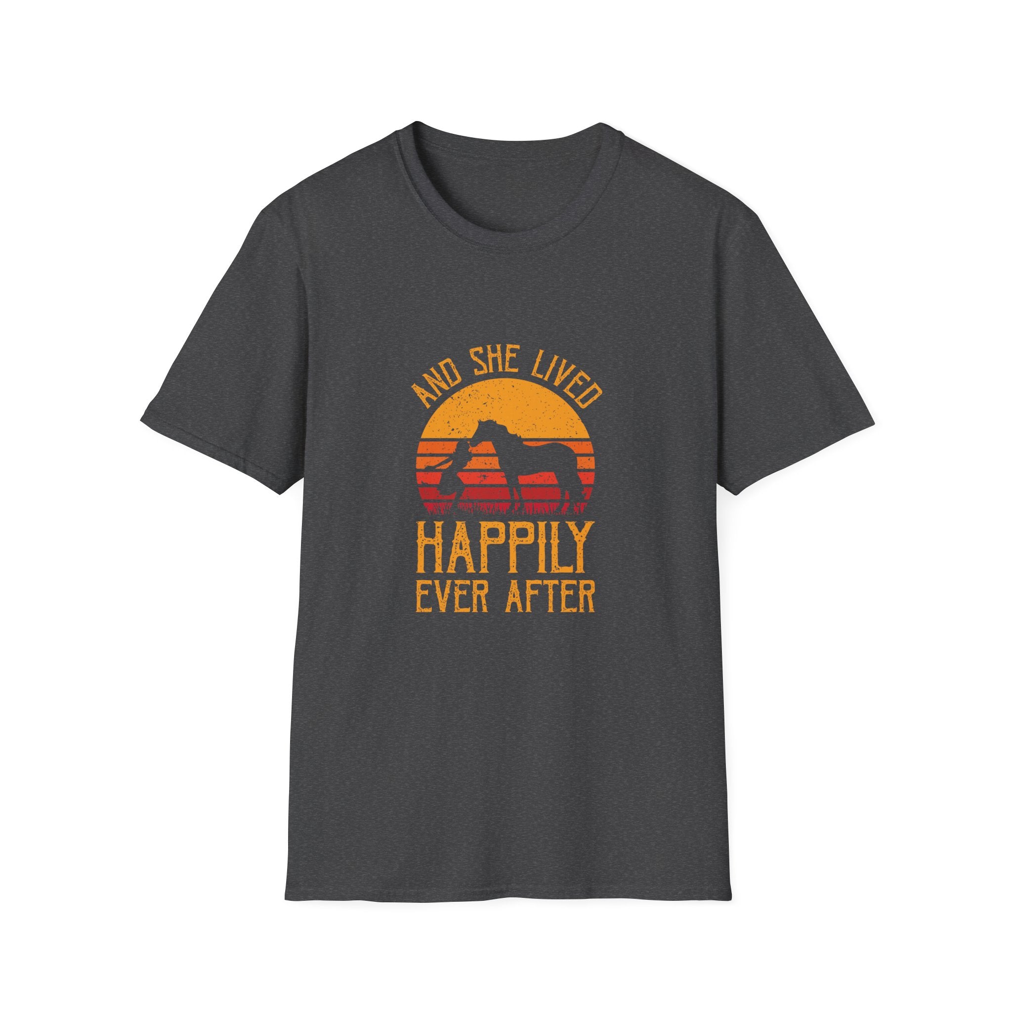 Happily Ever After Camping T-Shirt — 'And She Lived Happily Ever After' Retro Sunset Tee