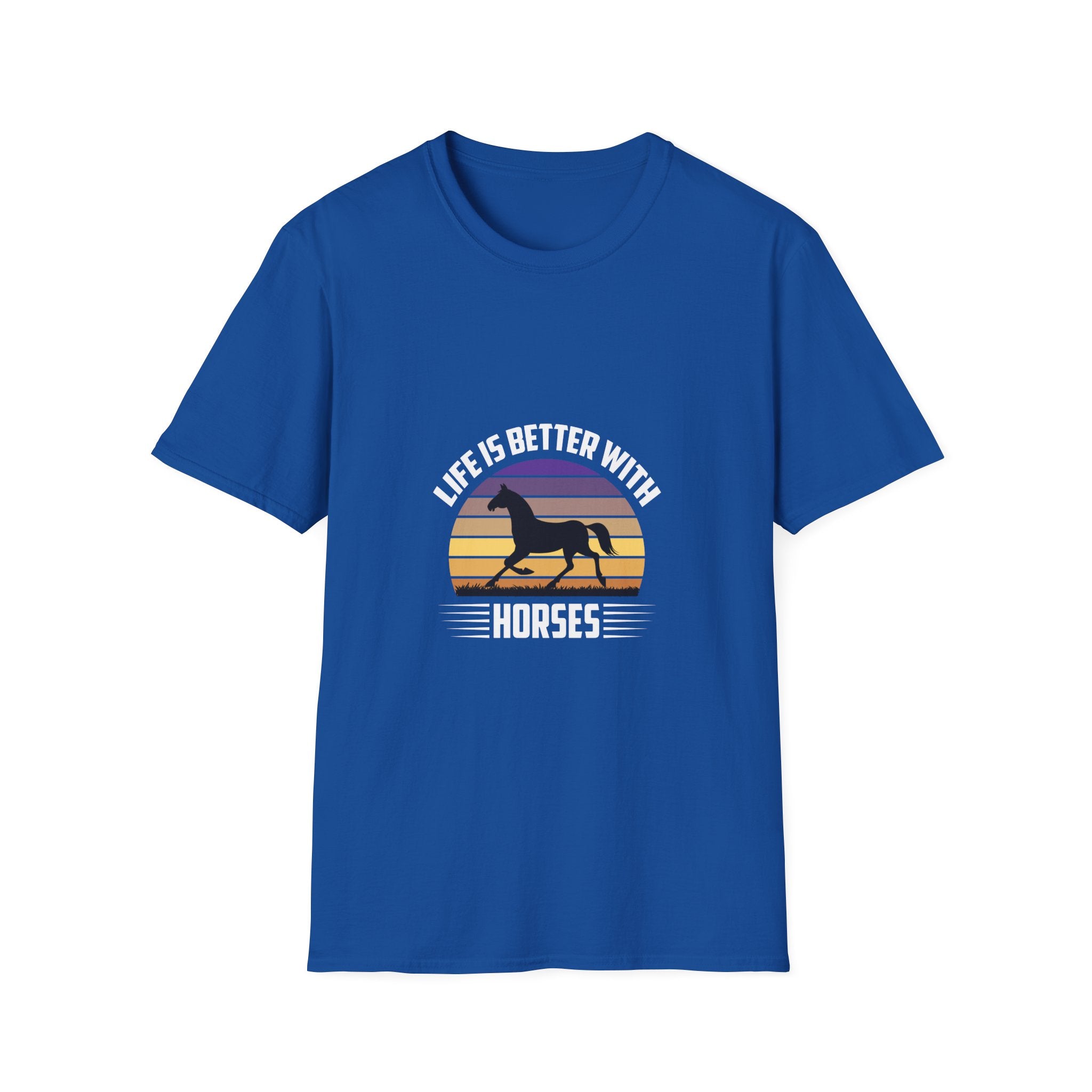Horse T-Shirt — "Life Is Better With Horses" Vintage Sunset Tee
