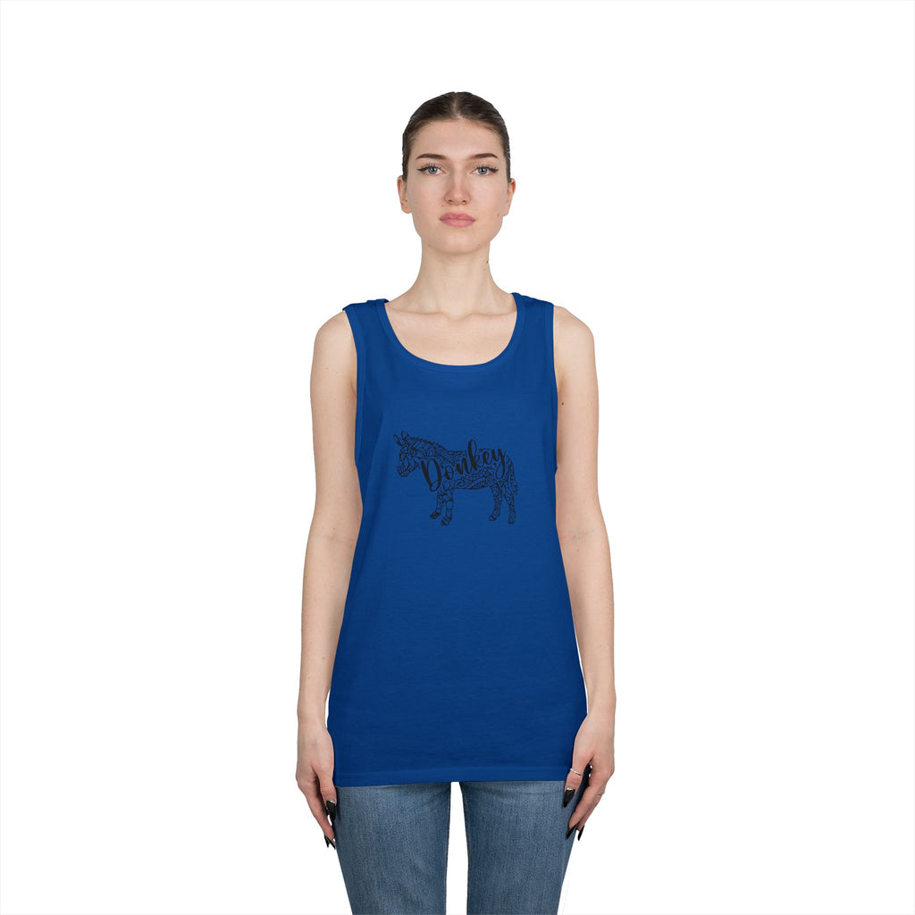 Donkey Floral Outline Tank Top — Botanical Animal Graphic Tank