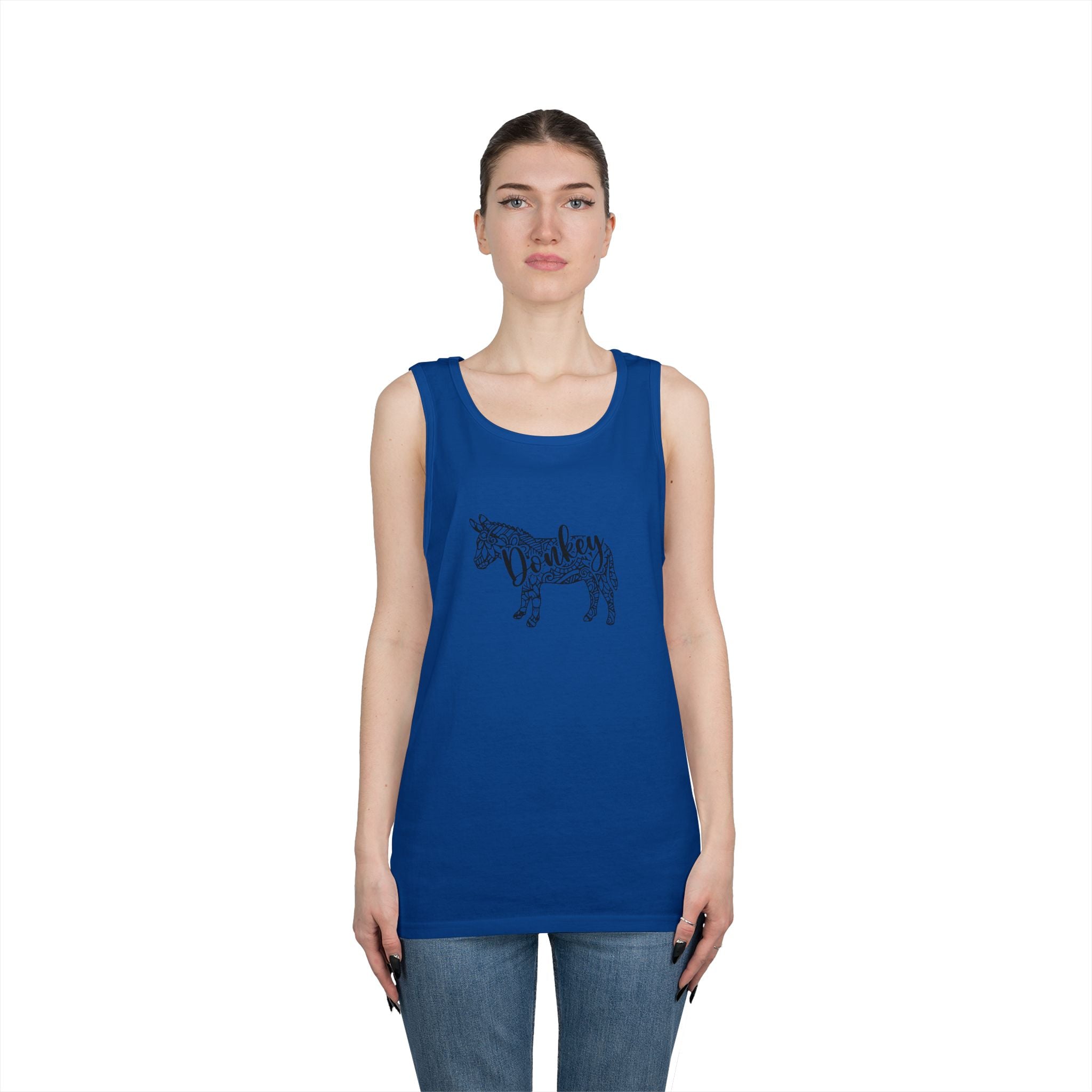 Donkey Floral Outline Tank Top — Botanical Animal Graphic Tank